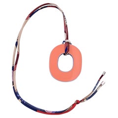 Hermes Paris Isthme Oval Laquered Wood Pendant Necklace