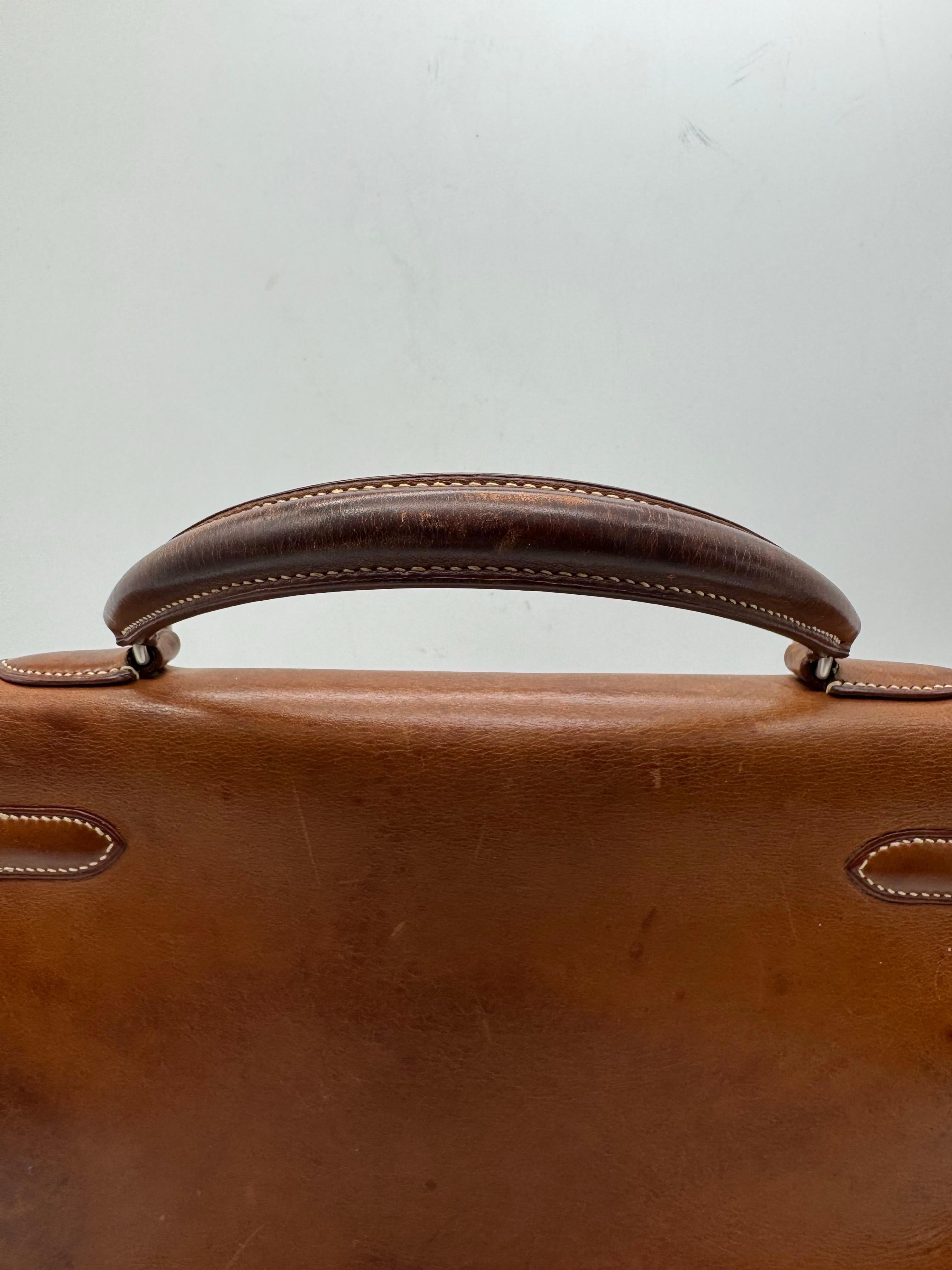 Hermes París Kelly 32 Bolso Vintage 1999 Caja Marrón Becerro en venta 6