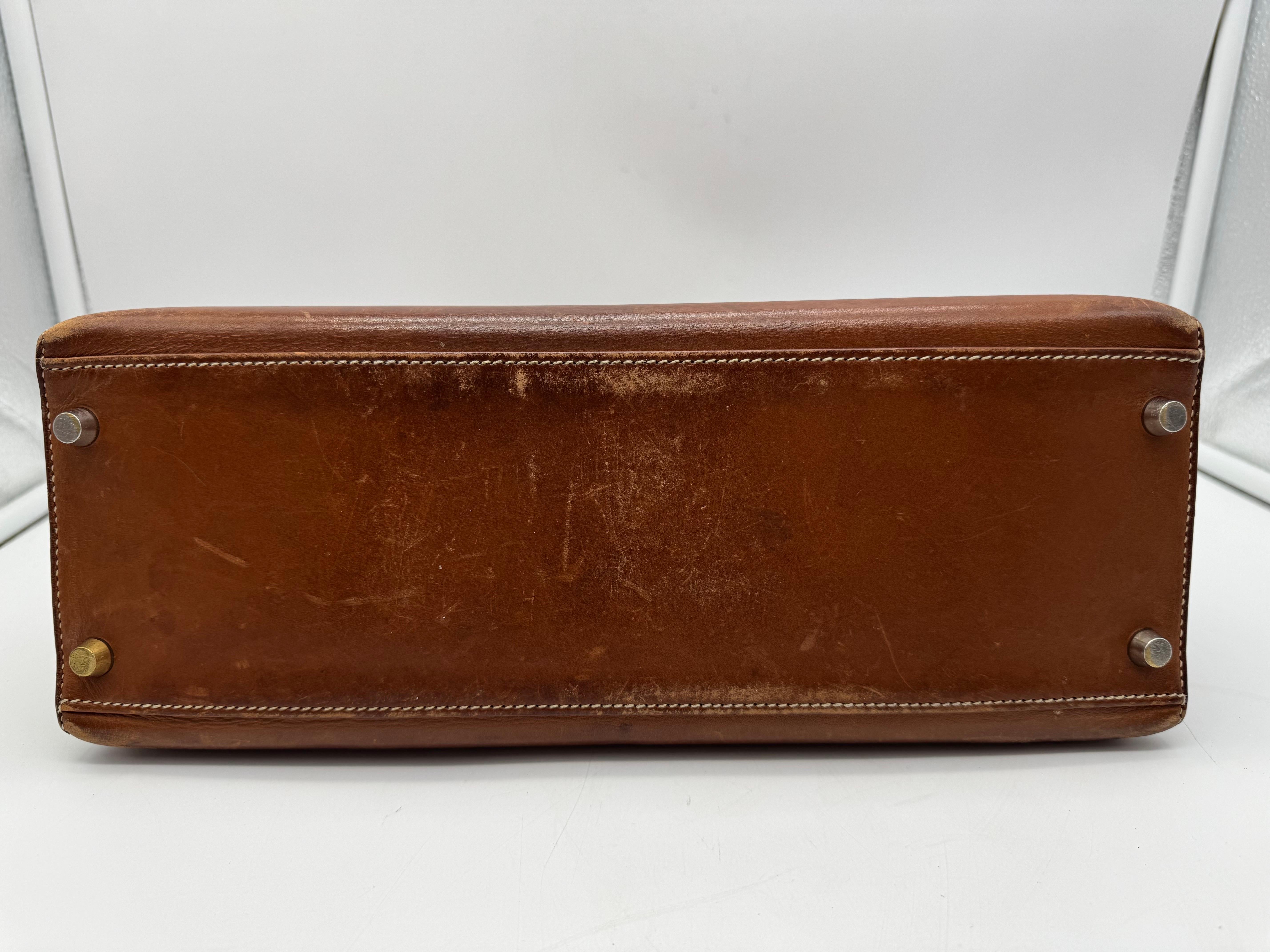 Hermes París Kelly 32 Bolso Vintage 1999 Caja Marrón Becerro en venta 8