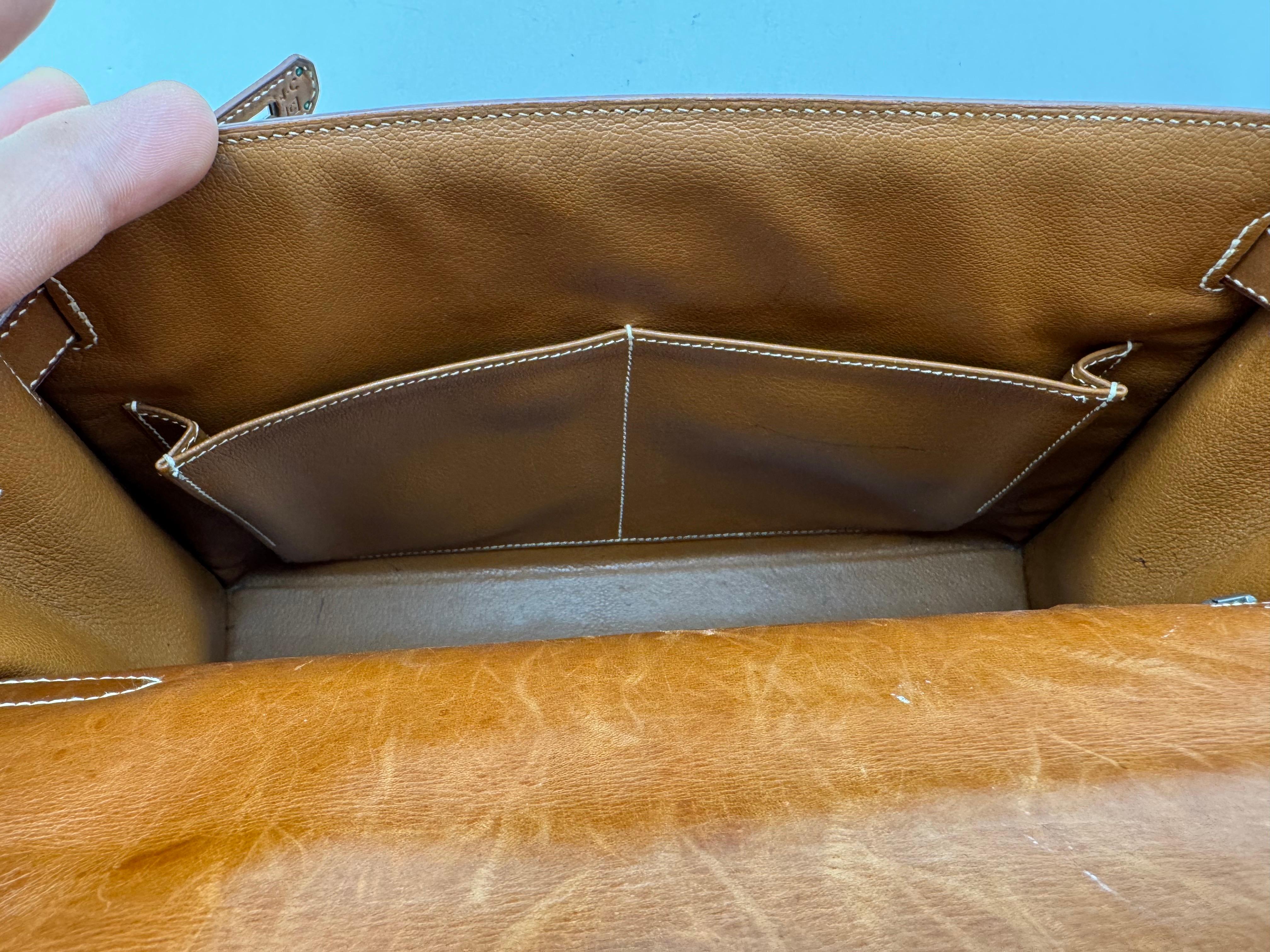 Hermes París Kelly 32 Bolso Vintage 1999 Caja Marrón Becerro en venta 15