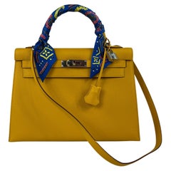 Hermès Paris Kelly 32 Yellow Jaune Epsom Leather Handbag 