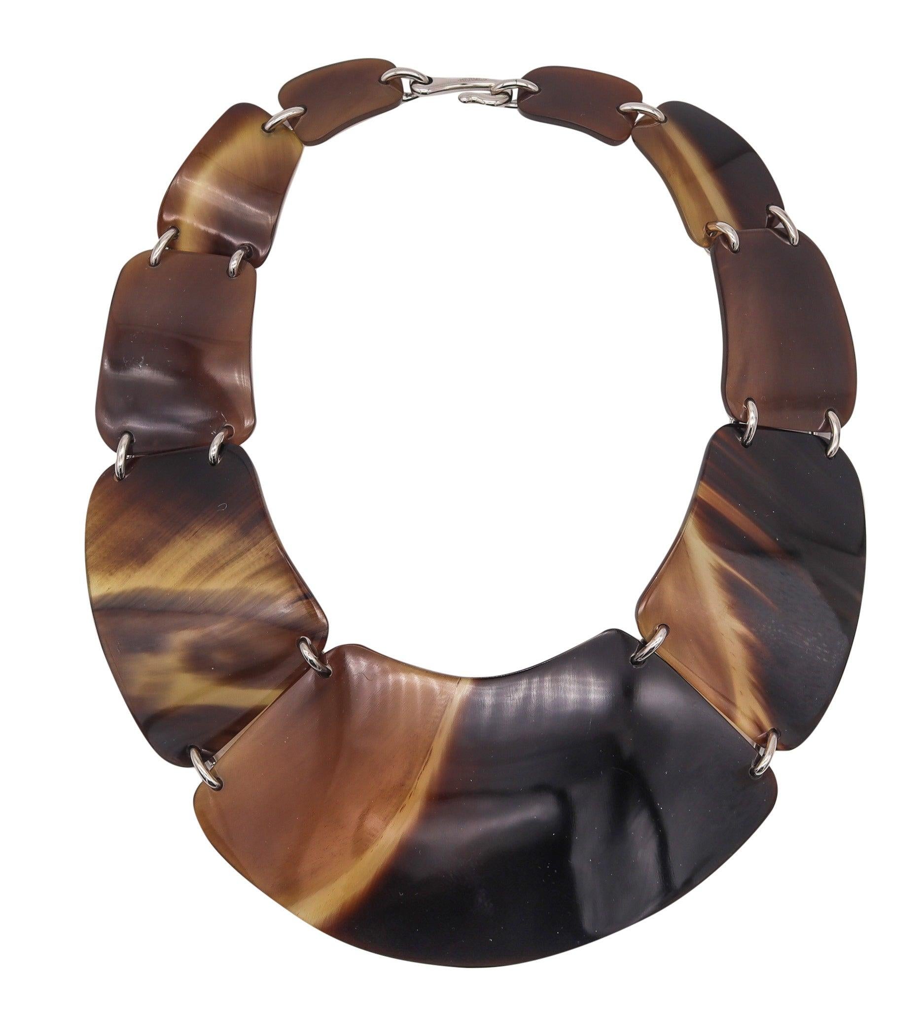 Collana geometrica HERMES Paris "La Ligne Corne" in argento 925 in vendita