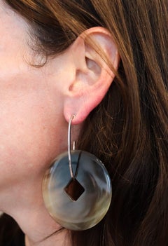 HERMES Paris "La Ligne Corne" Boucles d'oreilles pendantes en argent 925 et fil métallique