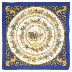 Hermès Paris, "La Promenade De Longchamps" Square in Printed Silk 