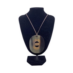 Hermes Paris Lacquered Buffalo Fidelio Necklace Oval Pendant Pink