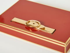 Hermès Paris Large Jewellery Box Red Lacquer Brass Wood, 1970