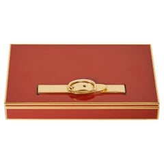 Hermès Paris Large Jewellery Box Red Lacquer Brass Wood, 1970