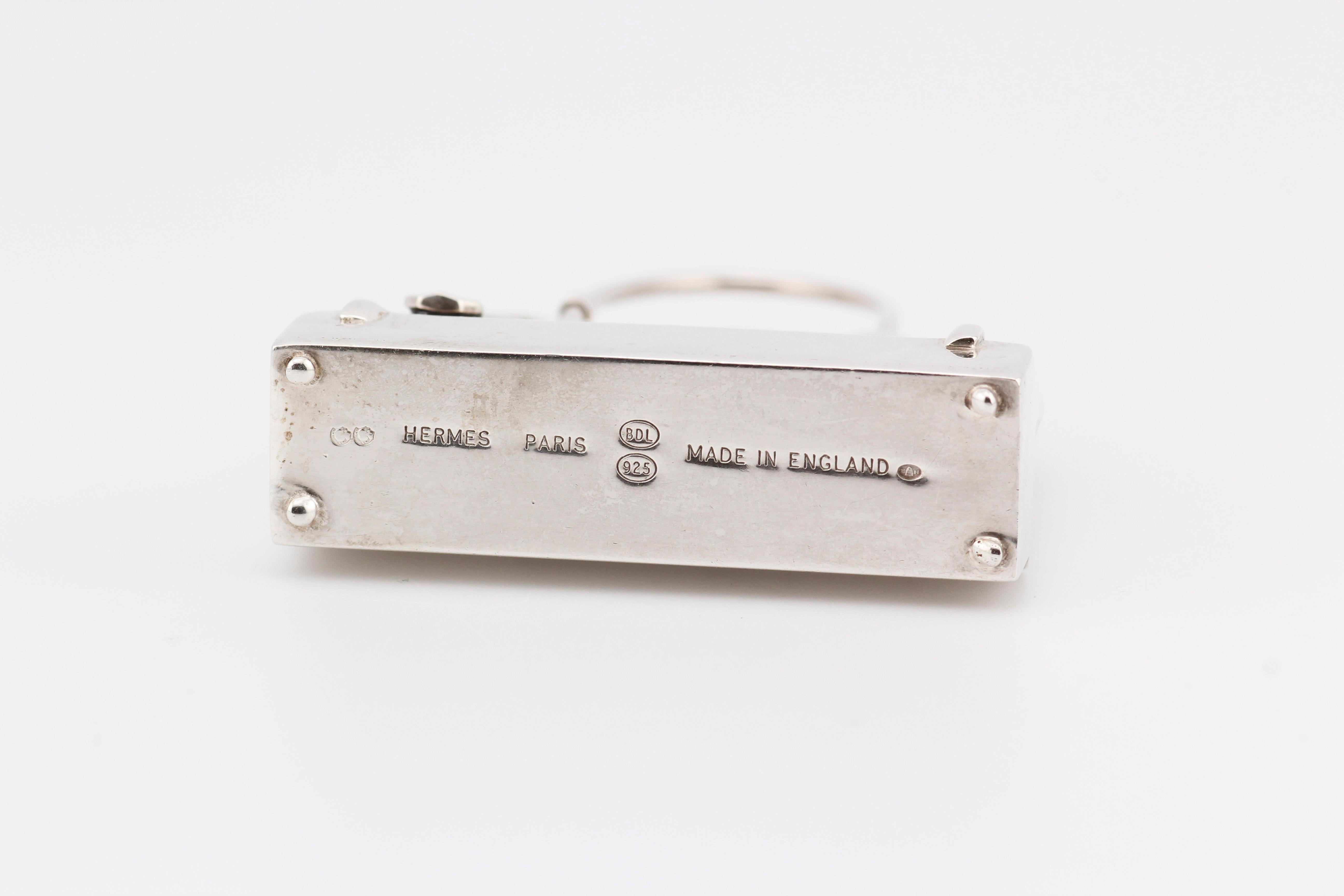 Hermes Paris Large Sterling Silver Bolide Bag Pill Box Charm Pendant 3
