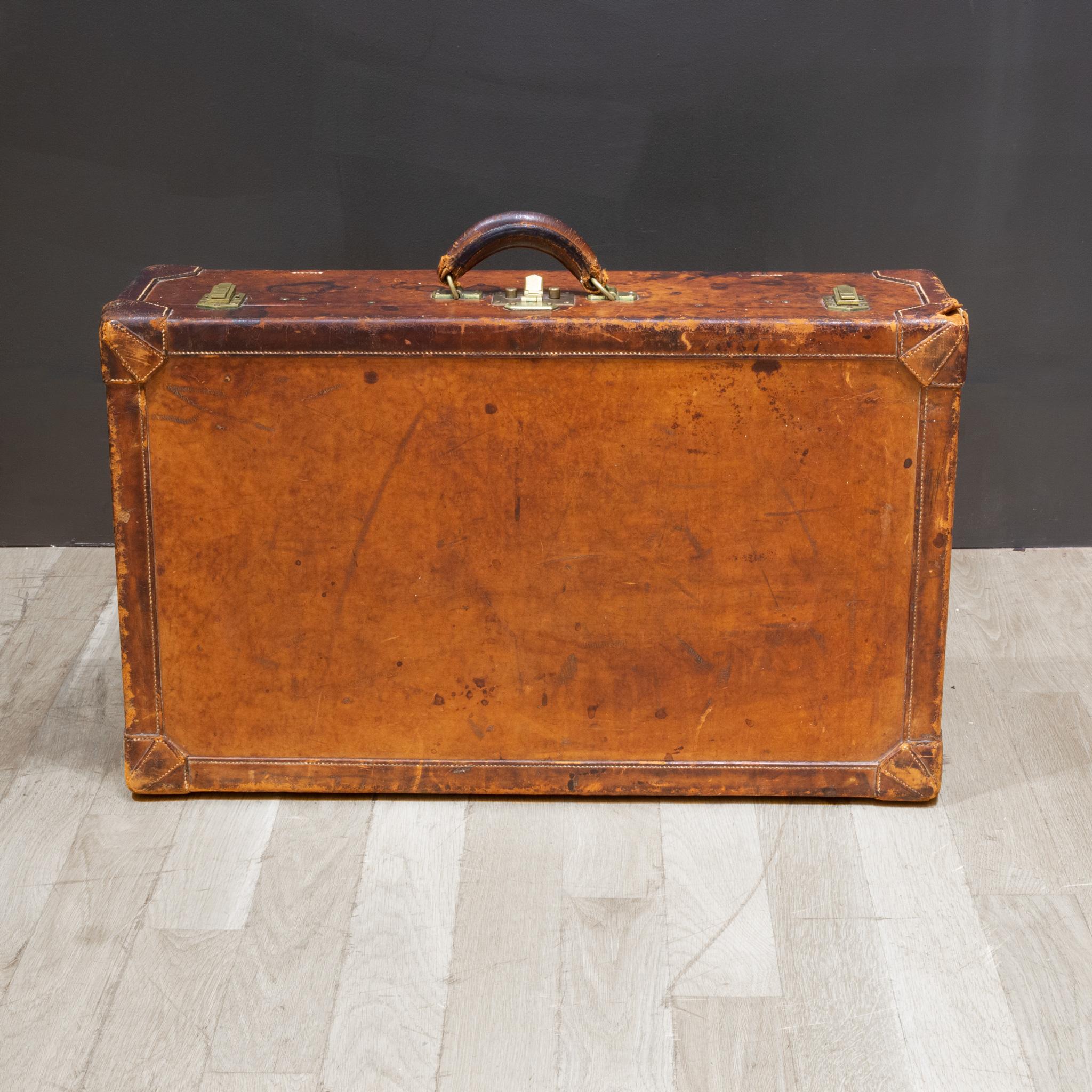 Industrial Hermes Paris Leather Suitcase c.1930