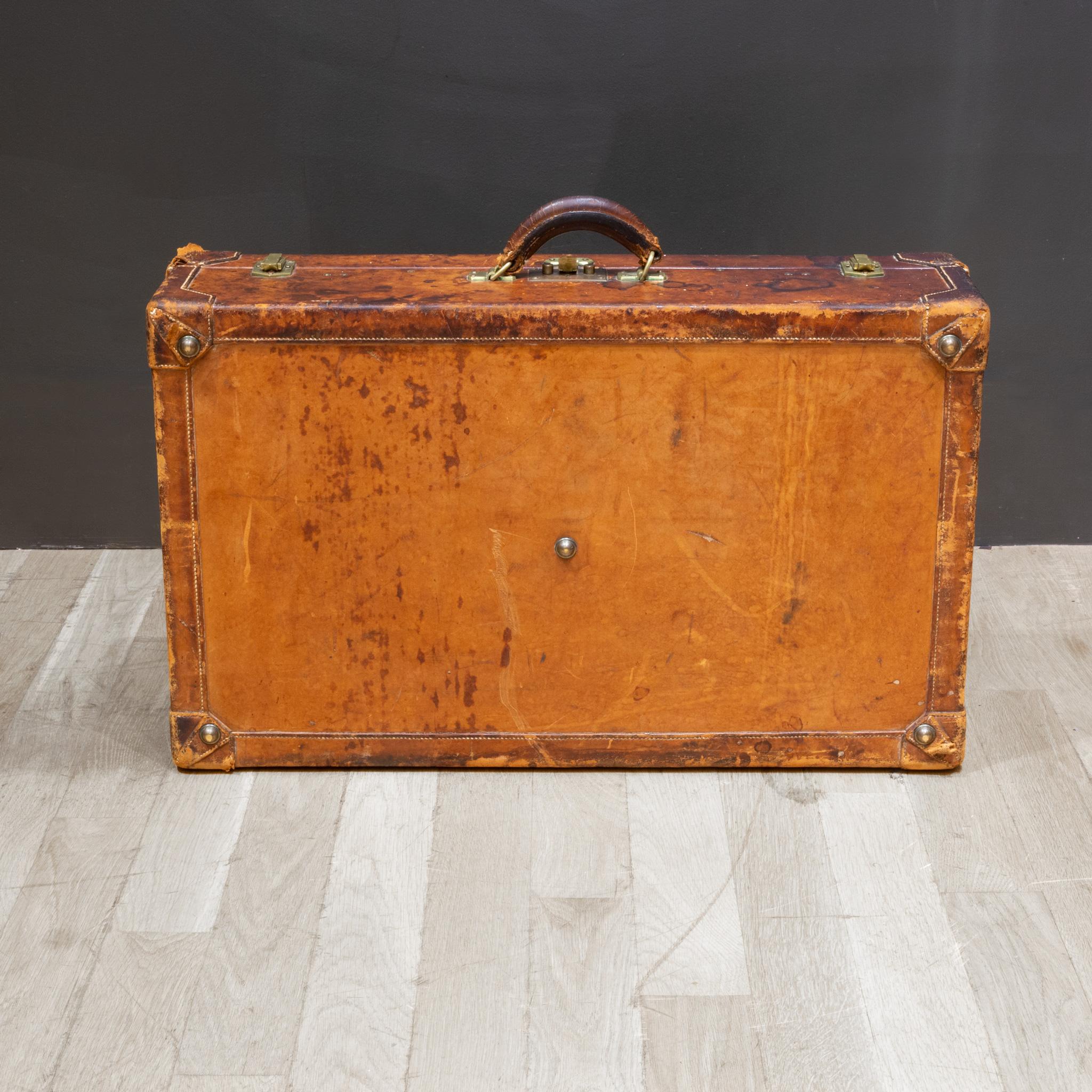 American Hermes Paris Leather Suitcase c.1930