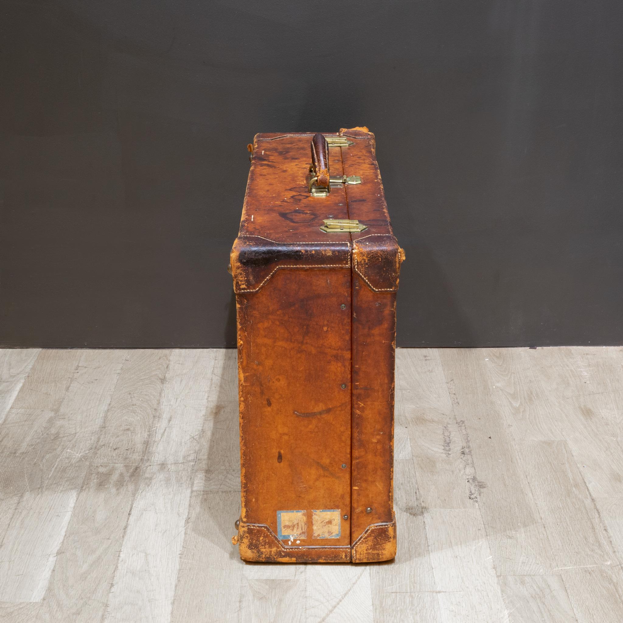 American Hermes Paris Leather Suitcase c.1930 For Sale