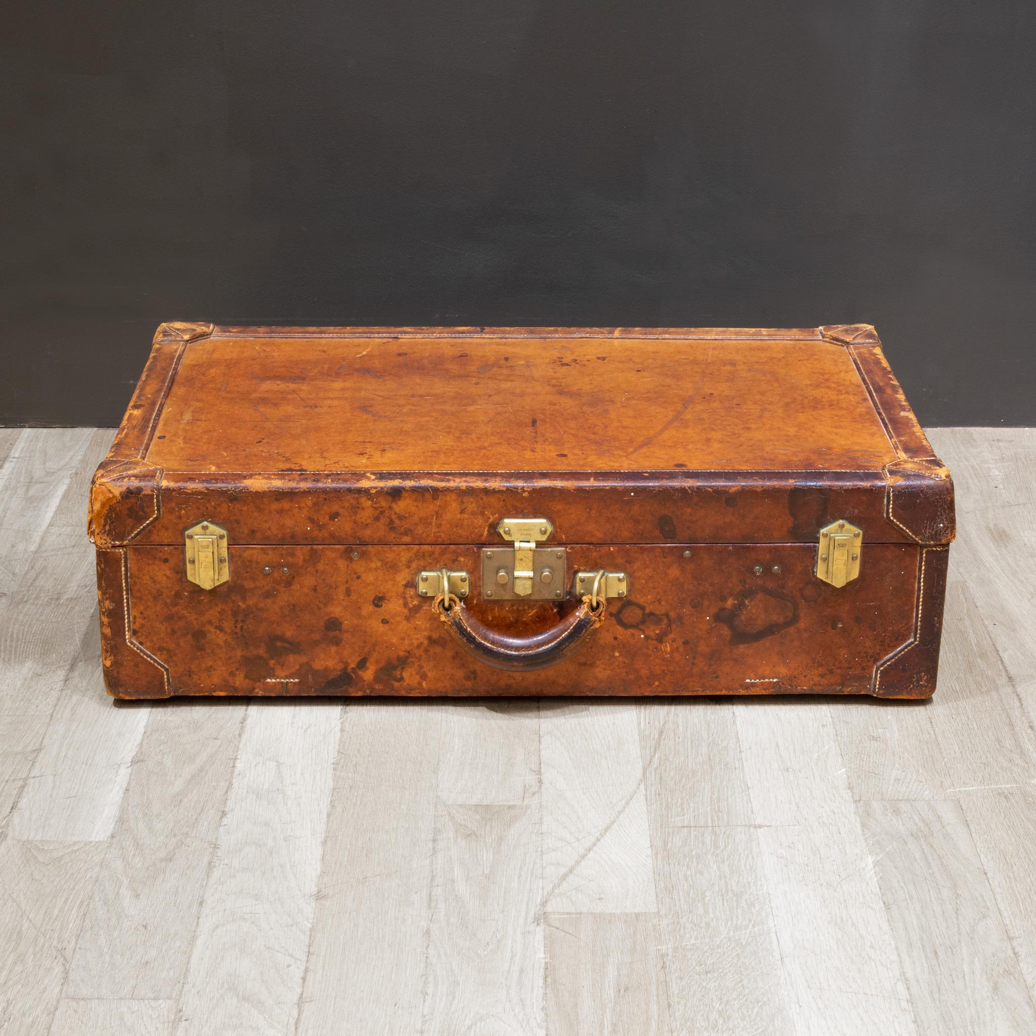 Hermes Paris Leather Suitcase c.1930 In Good Condition For Sale In San Francisco, CA