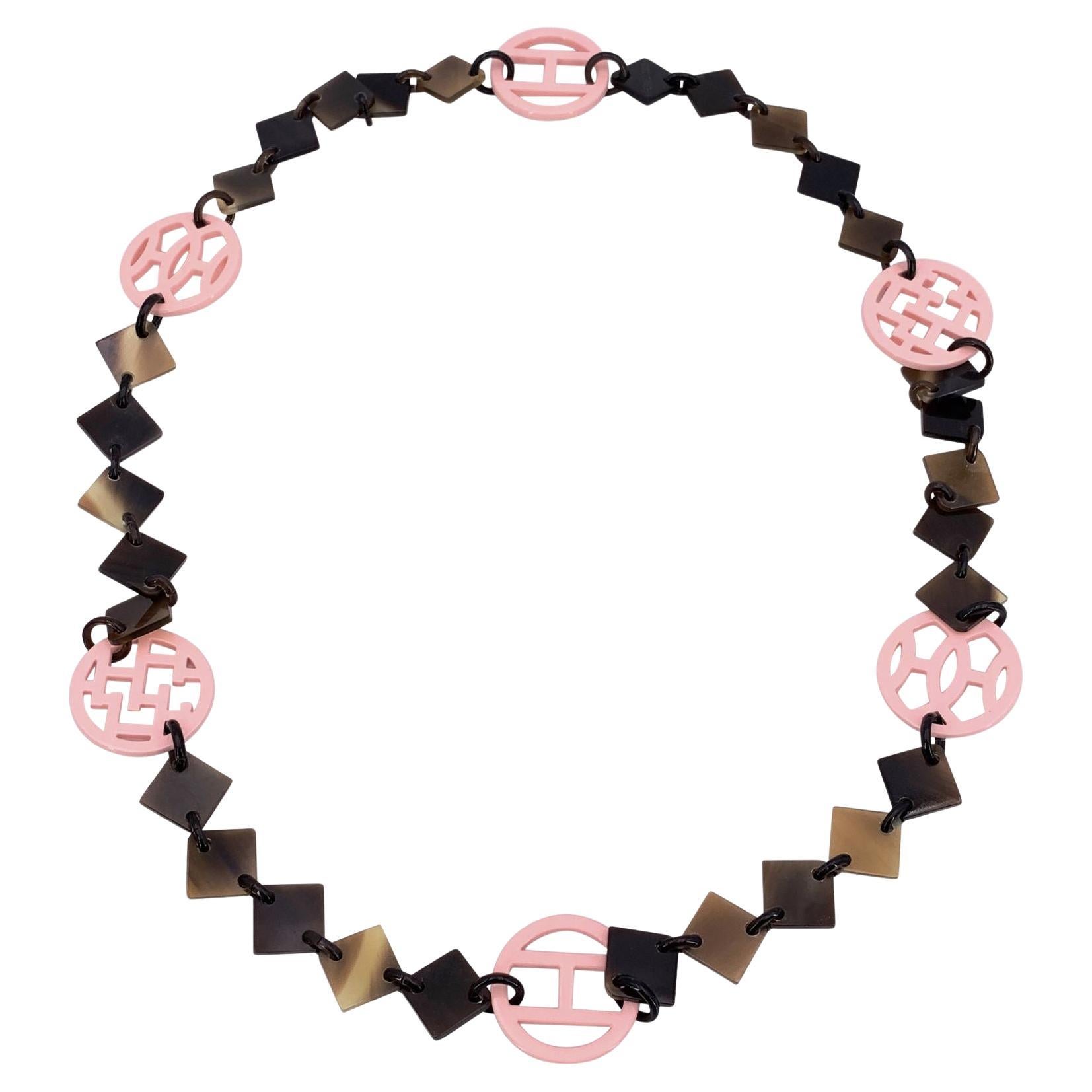 Hermes Paris Lena Collana in Wood Laccato Rosa