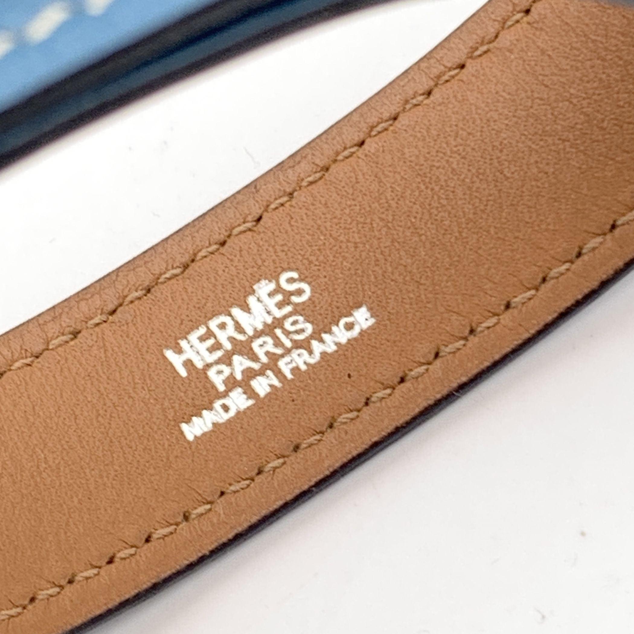 Hermes Paris Light Blue Leather Belt Bracelet Silver Metal Hardware In Excellent Condition In Rome, Rome