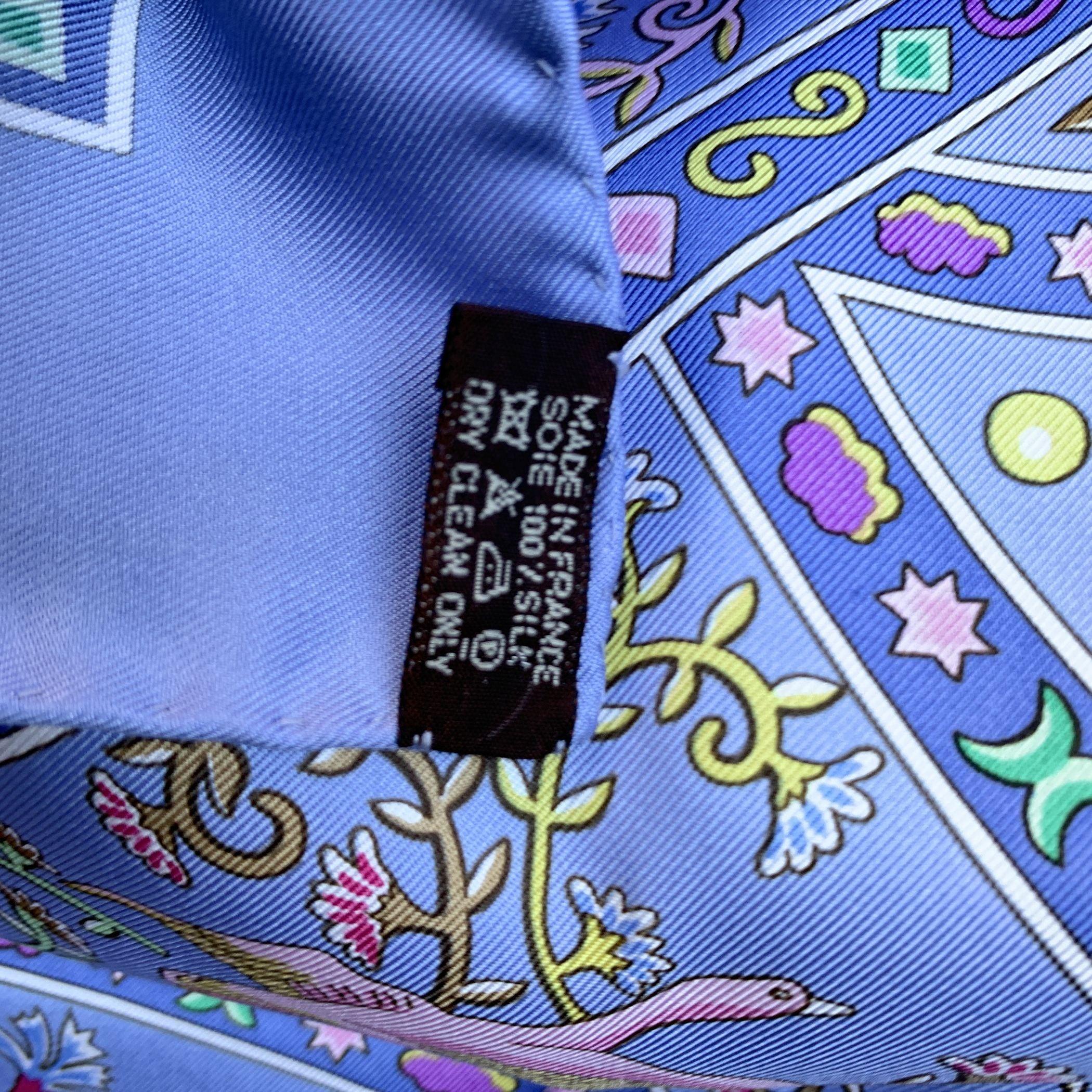 Hermes Paris Light Blue Silk Scarf Peuple du Vent 2009 Christine Henry 2