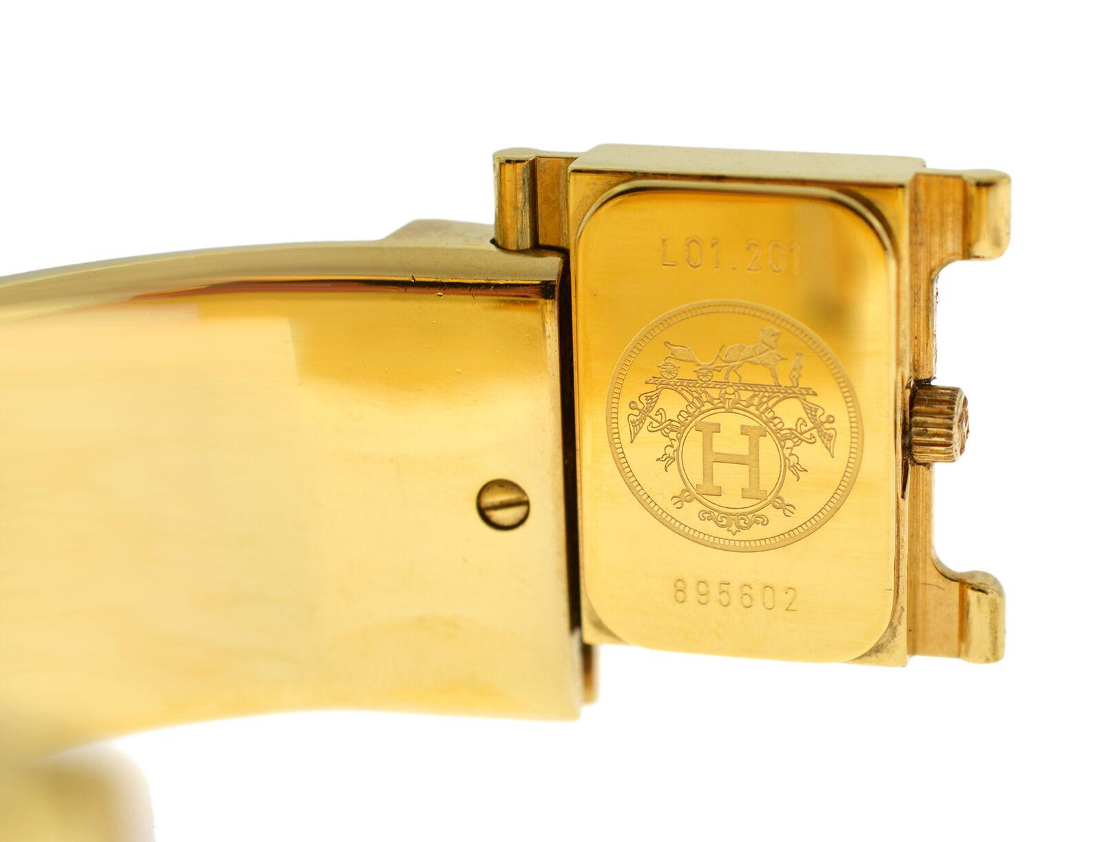 Hermes Paris Loquet L01.201 Gold-Plated Bracelet Quartz Watch For Sale 1