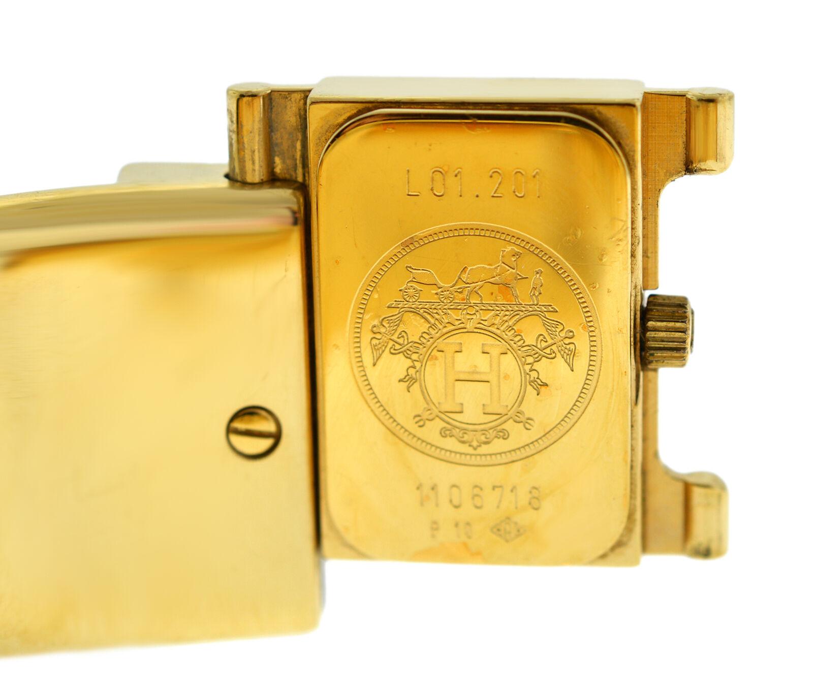 Hermes Paris Loquet L01.201 Gold-Plated Bracelet Quartz Watch For Sale 4