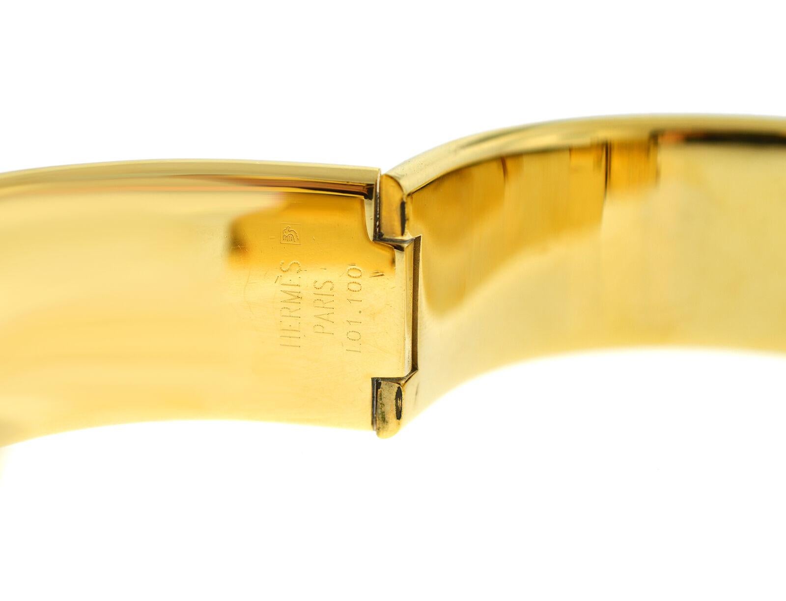 Hermes Paris Loquet L01.201 Gold-Plated Bracelet Quartz Watch For Sale 5