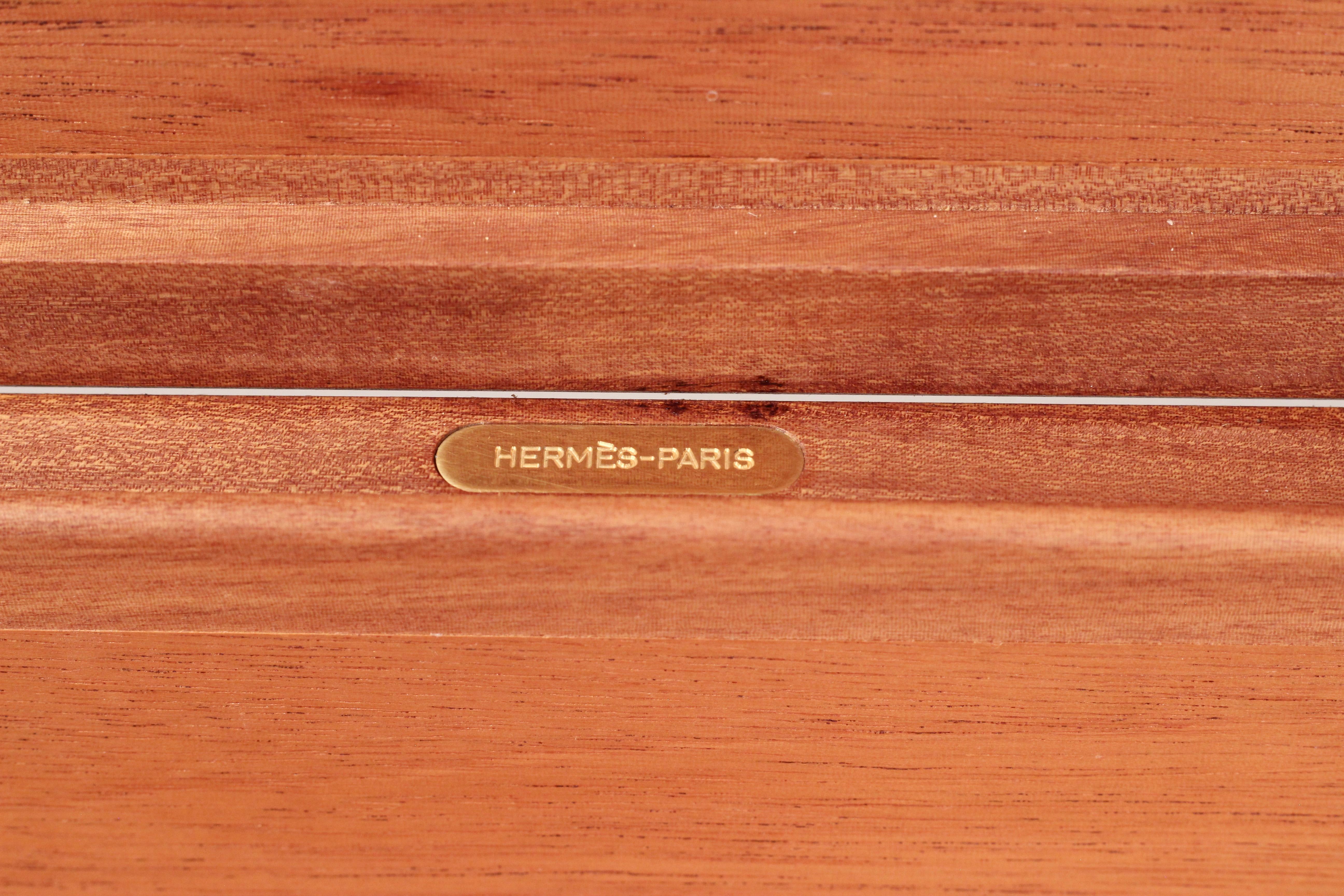 Late 20th Century Hermès Paris Mahogany Stationery / Correspondence Box, 1988 For Sale
