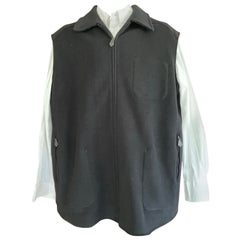 Hermes Paris Men's Black Double Face Cashmere Zip Front Vest