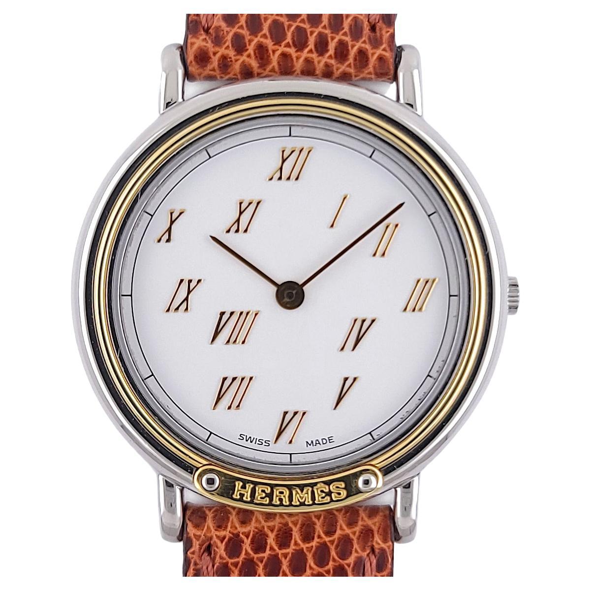 Hermes Paris Meteor 18k Gold and Stainless Steel Meteore 1990 Clipper Kelly