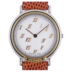 Retro Hermes Paris Meteor 18k Gold and Stainless Steel Meteore 1990 Clipper Kelly