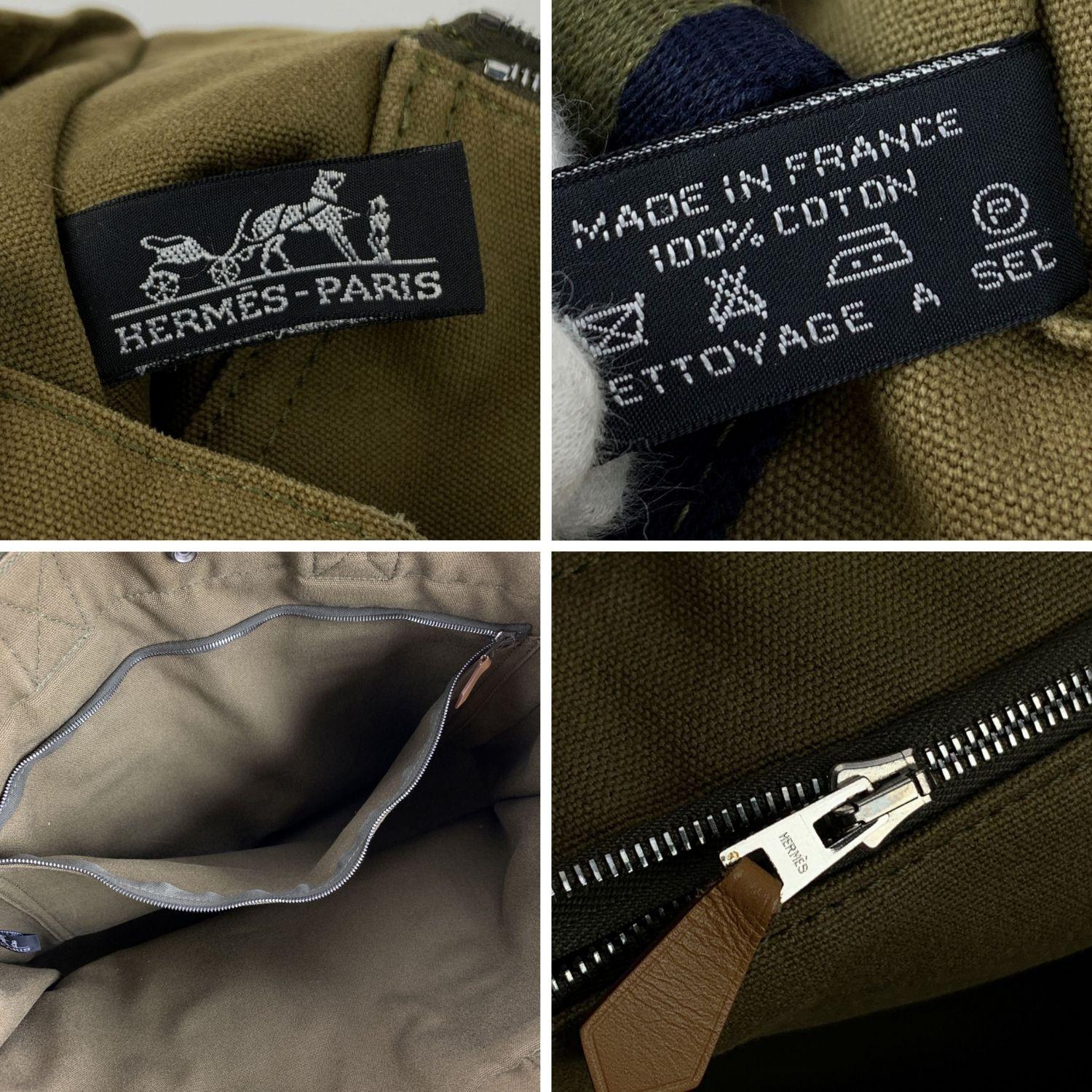 Hermes Paris Military Green Cotton Fourre Tout MM Tote Bag 3