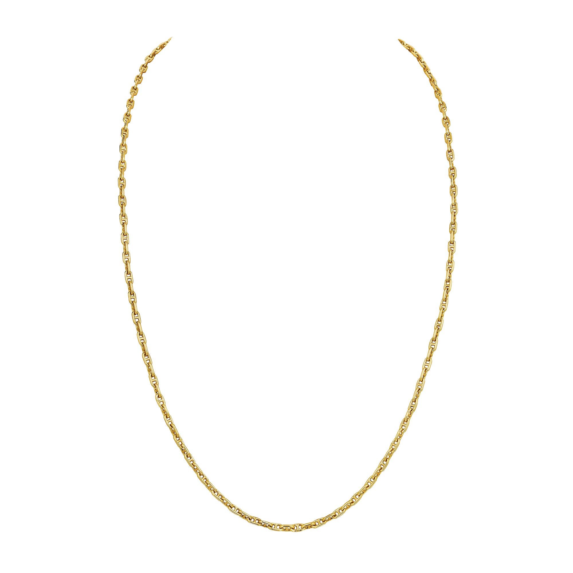 Hermes Paris Modernist 'Chain D'Ancre' Long Toggle Link Gold Modernist Necklace In Excellent Condition For Sale In Greenwich, CT