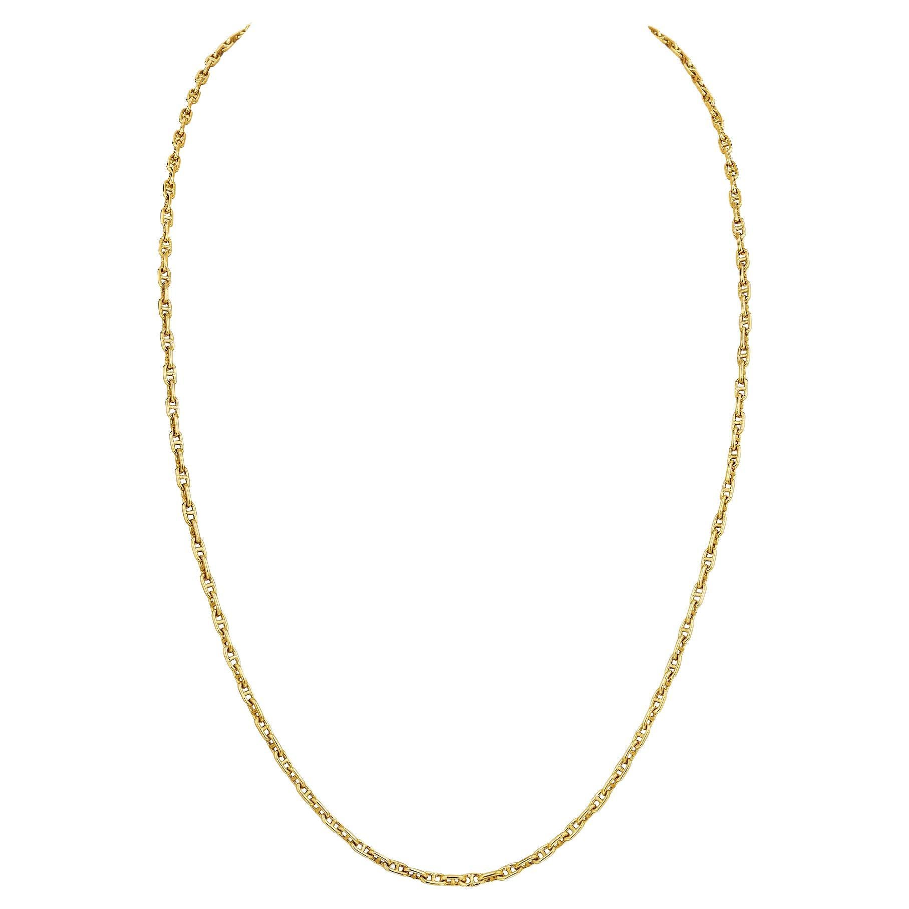 Hermes Paris Modernist 'Chain D'Ancre' Long Toggle Link Gold Modernist Necklace en vente