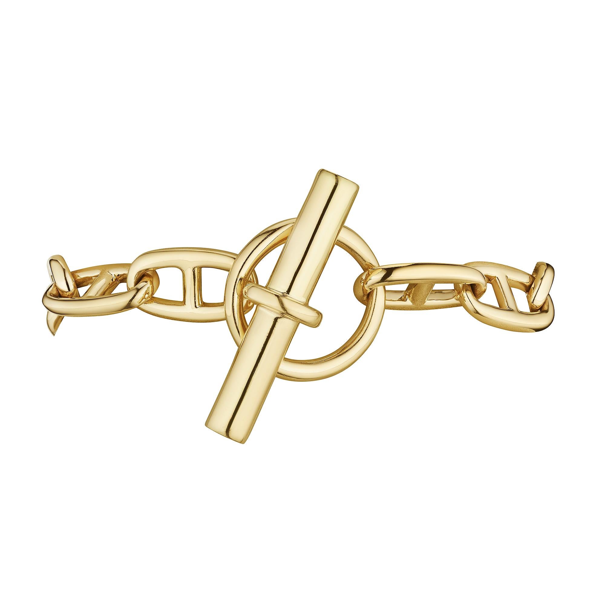 Modernistisches Pariser Gliederarmband aus Gold mit Kette d'Ancre-Knöpfen im Zustand „Hervorragend“ im Angebot in Greenwich, CT