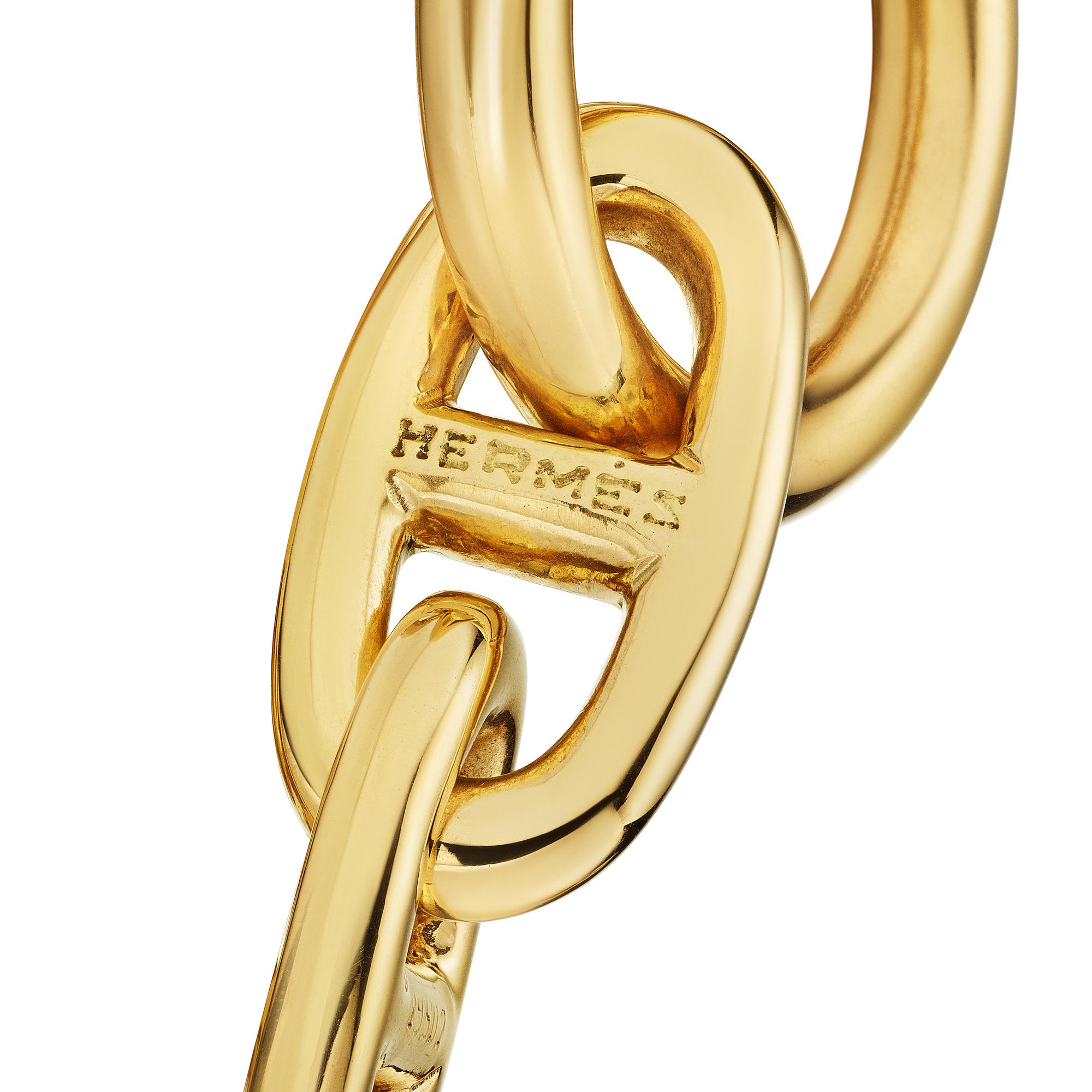 Women's or Men's Hermes Paris Modernist Chaine d'Ancre Gold Toggle Medium Link Bracelet