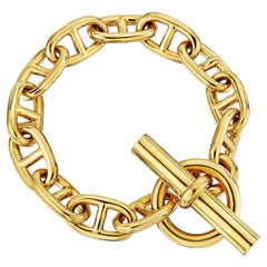 Hermes Paris Modernist Chaine d'Ancre Gold Toggle Medium Link Bracelet