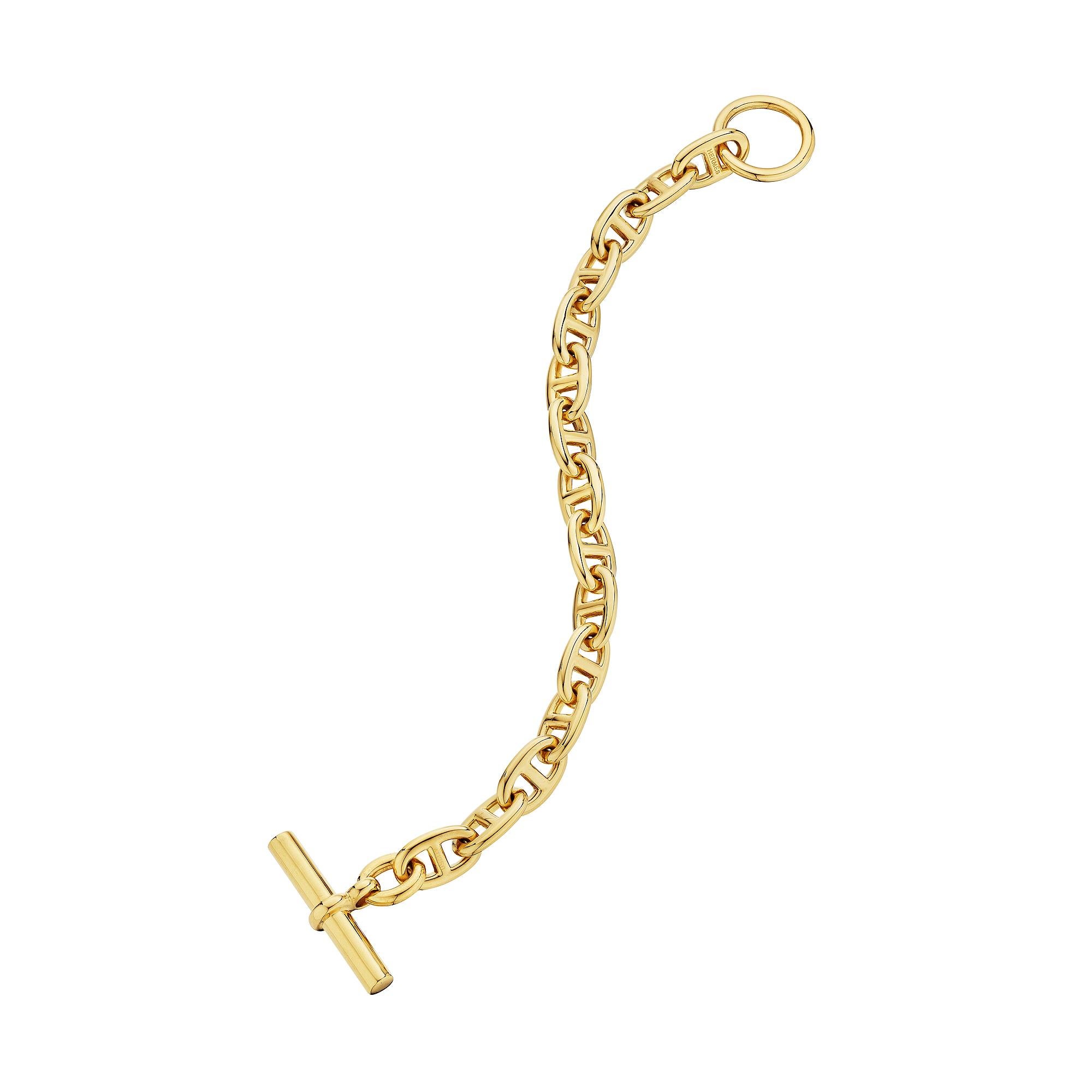 Modernistisches Pariser Gliederarmband aus Gold mit Kette d'Ancre-Knöpfen im Zustand „Hervorragend“ im Angebot in Greenwich, CT