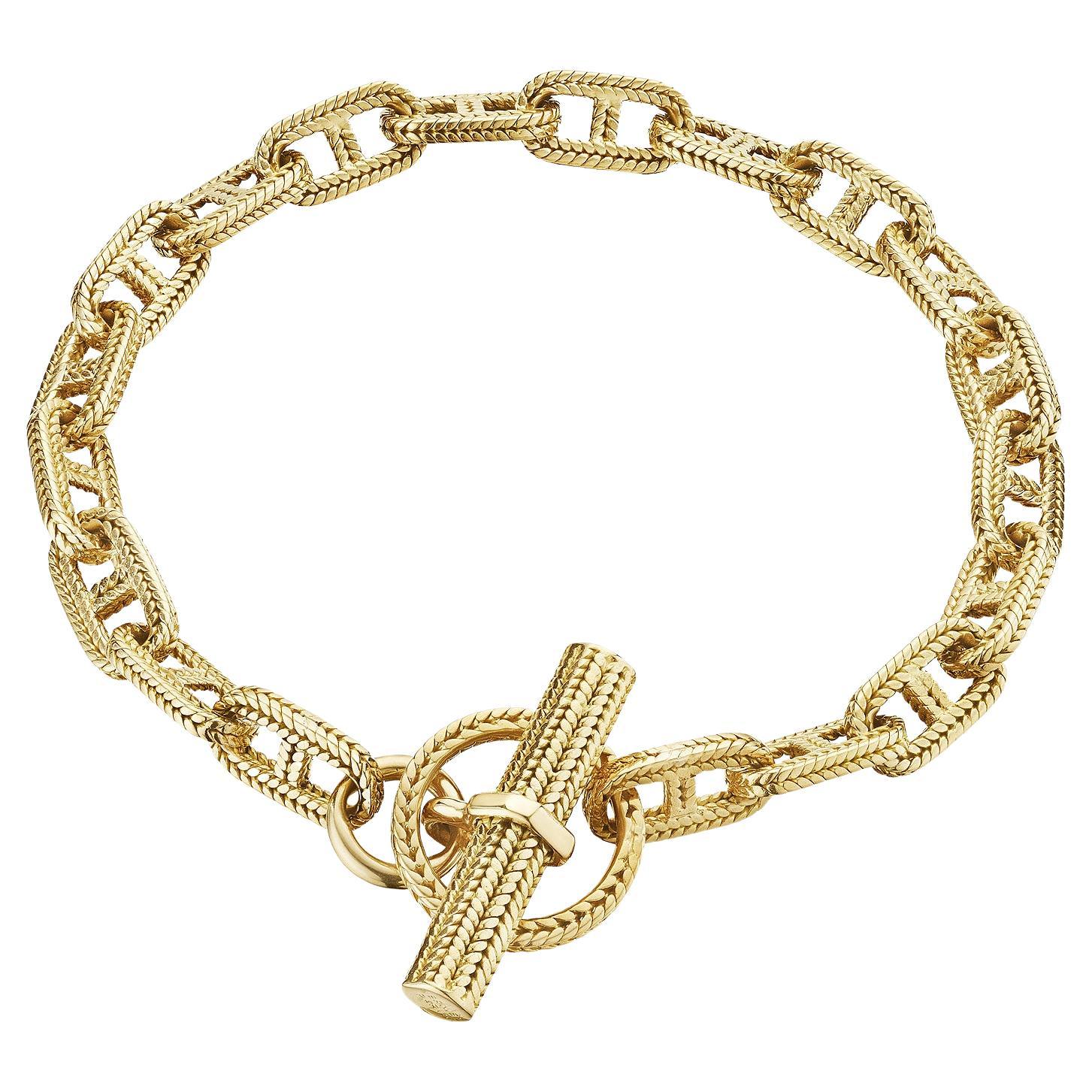 Hermes Paris Modernist Chaine d'Ancre Gold Toggle Small Link Bracelet
