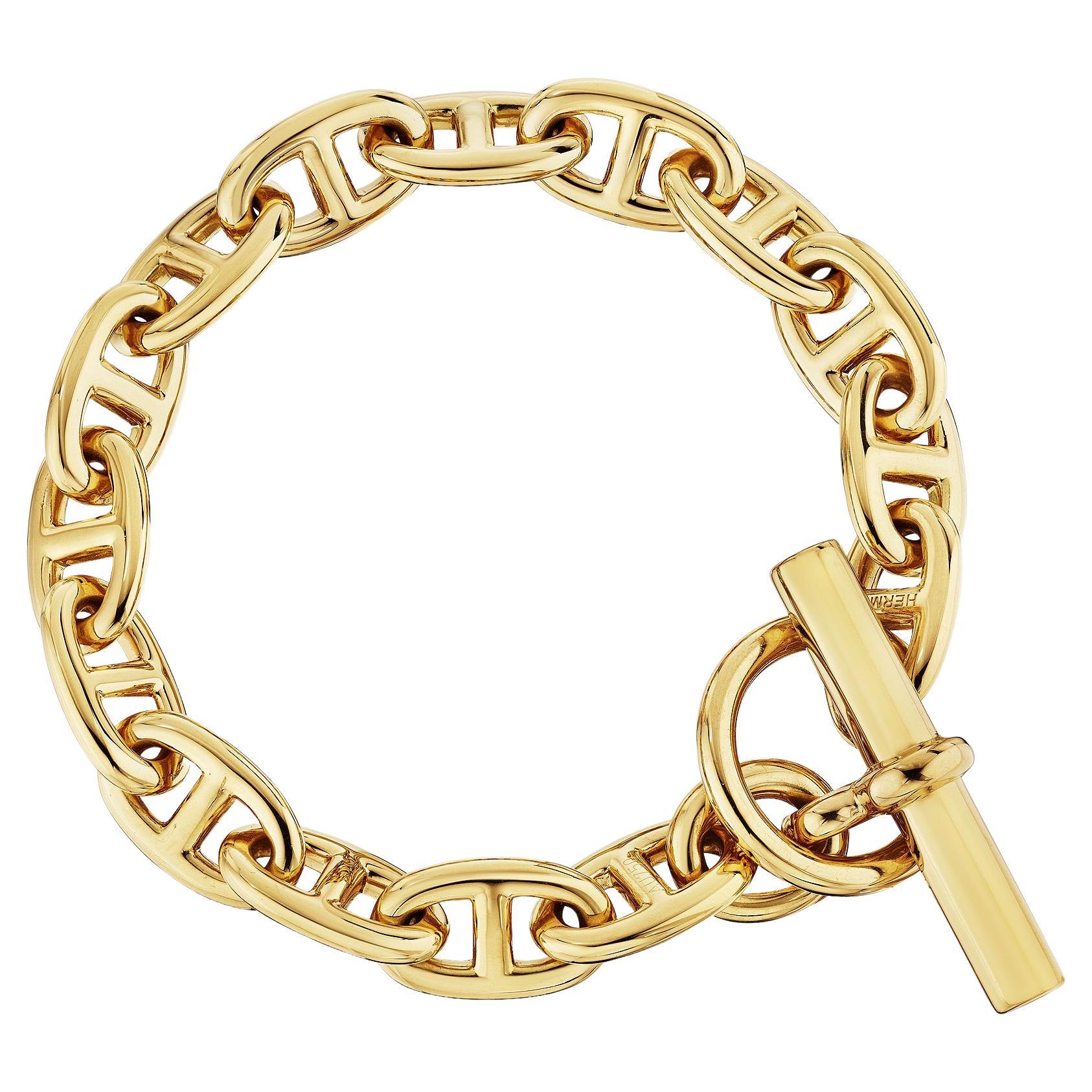 Hermes Paris Modernist Chaine d'Ancre Gold Toggle Small Link Bracelet