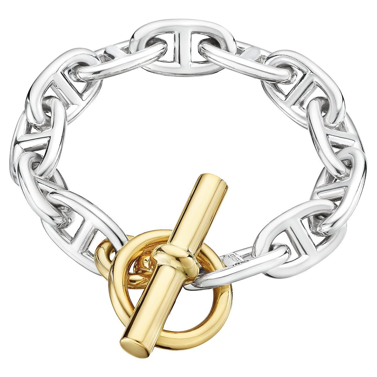 Hermes Paris Modernist Gold Silver Chaine d'Arce Toggle Link 