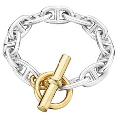 Hermes Paris Modernist Gold Silver Chaine d'Arce Toggle Link Bracelet