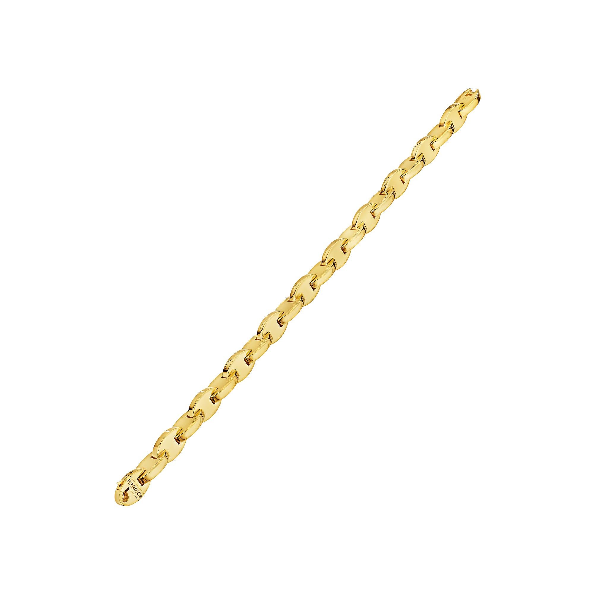 Moderniste Hermes Paris - Bracelet moderniste à maillons ovales en or jaune en vente