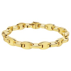Retro Hermes Paris Modernist Oval Link Yellow Gold Bracelet