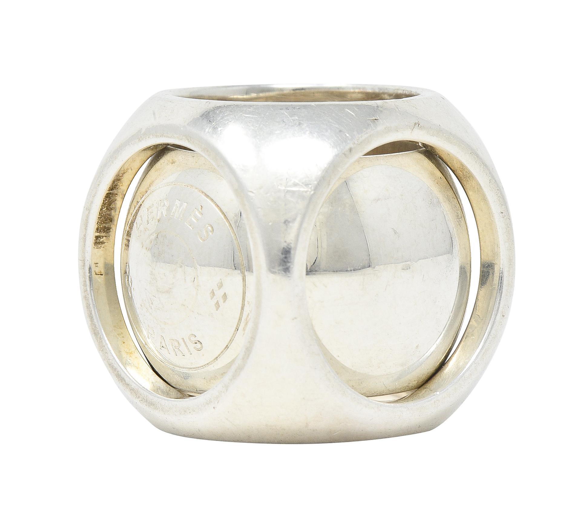 Hermés Paris Modernist Sterling Silber Spinnerei Würfel Vintage Ring 7