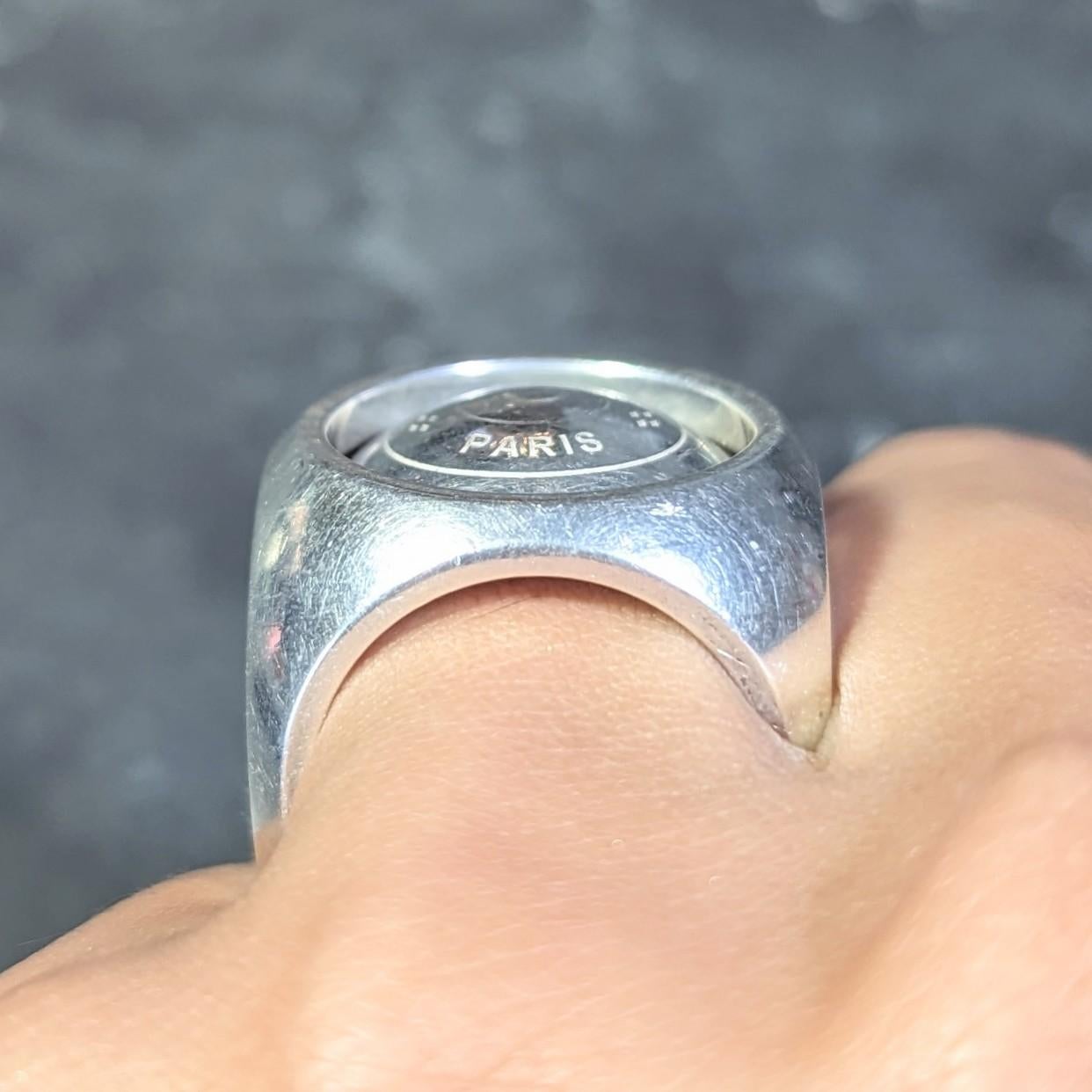 Hermés Paris Modernist Sterling Silber Spinnerei Würfel Vintage Ring 9