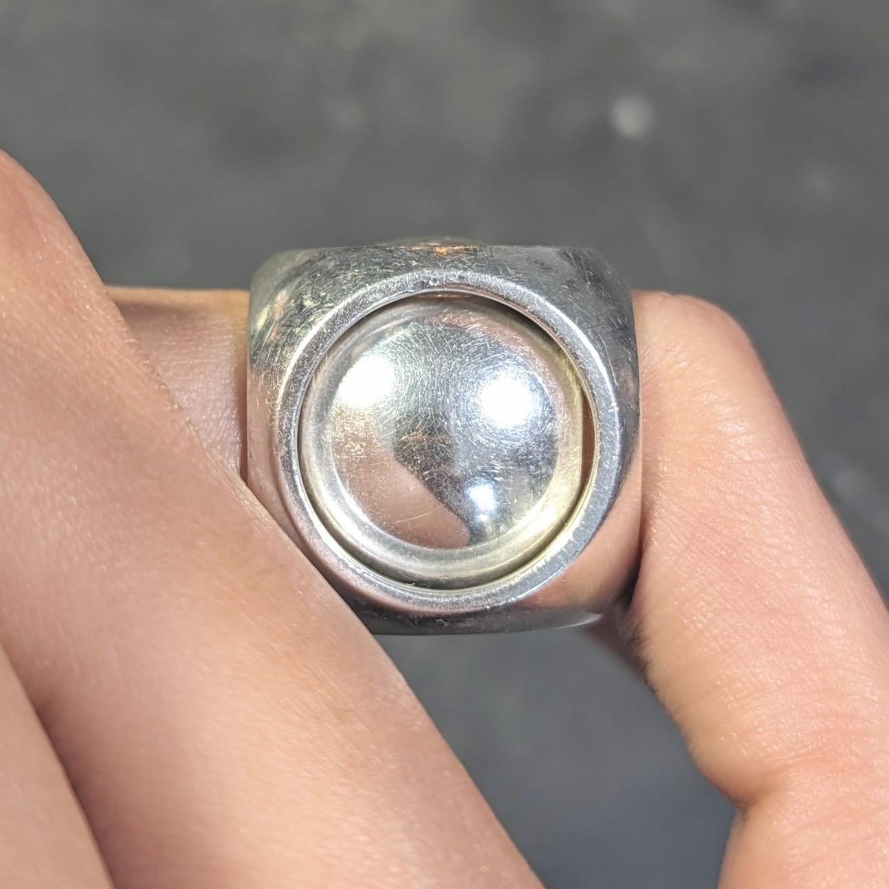 Hermés Paris Modernist Sterling Silber Spinnerei Würfel Vintage Ring 10