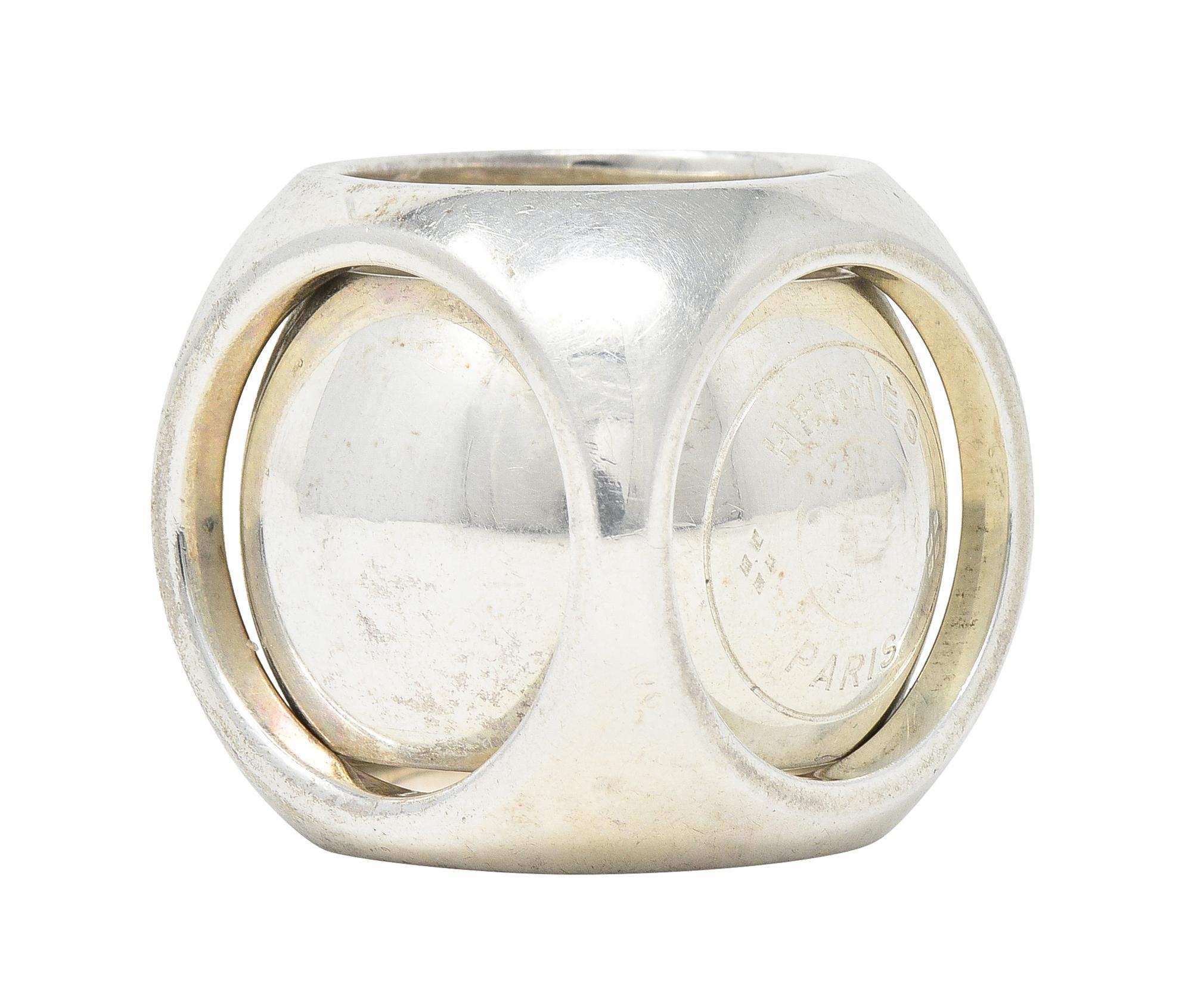 Hermés Paris Modernist Sterling Silber Spinnerei Würfel Vintage Ring (Moderne)