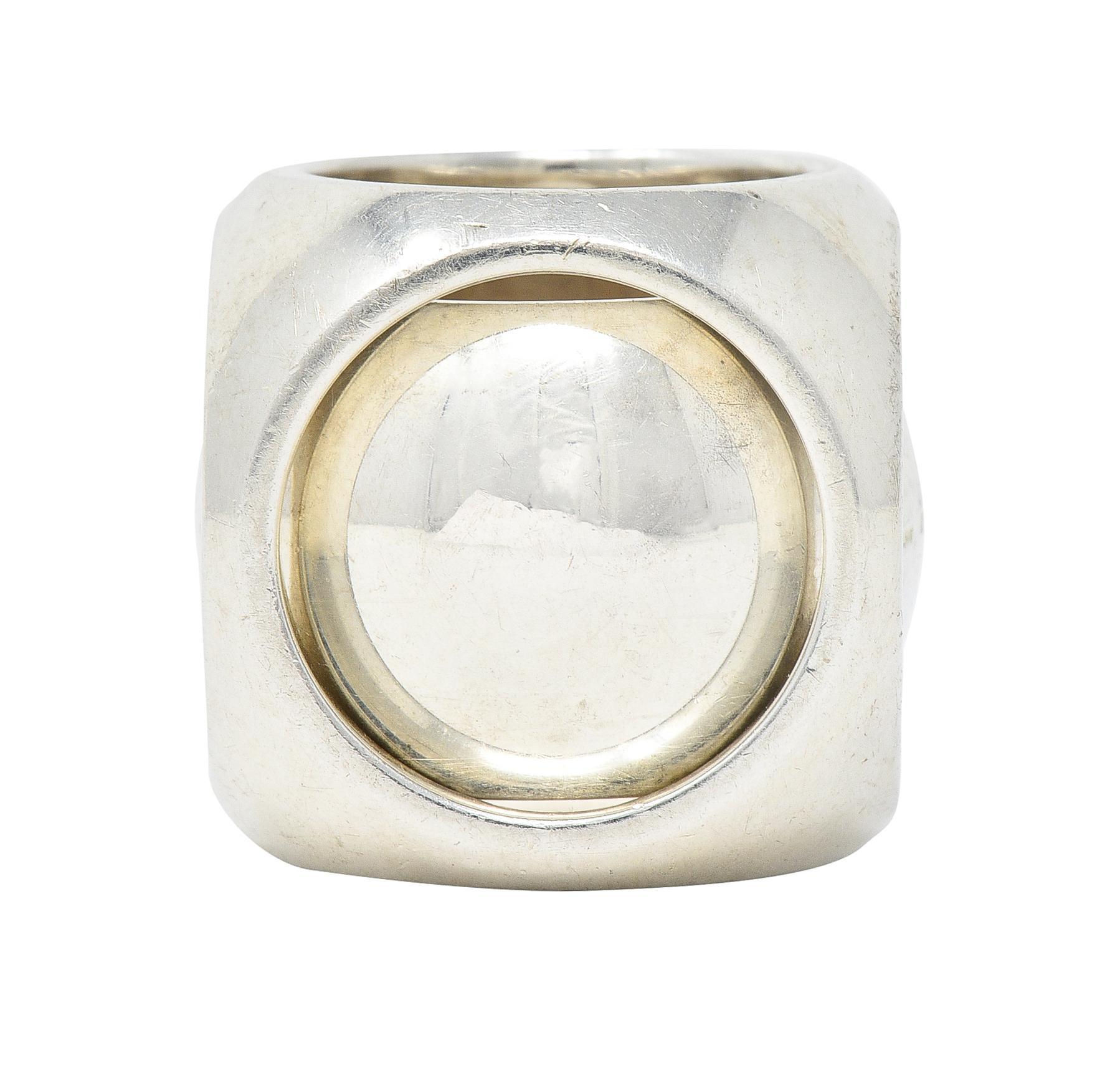 Hermés Paris Modernist Sterling Silber Spinnerei Würfel Vintage Ring für Damen oder Herren