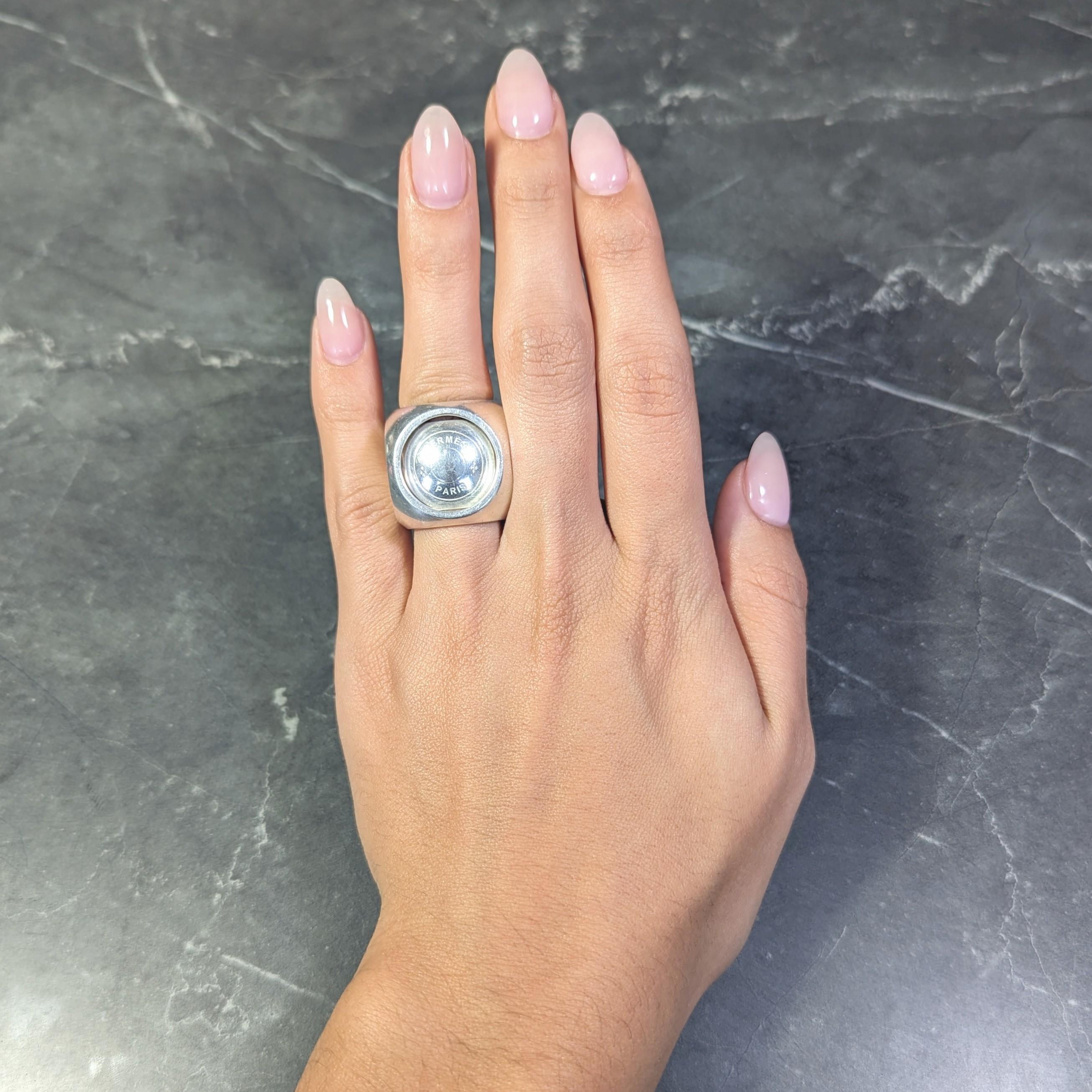 Hermés Paris Modernist Sterling Silber Spinnerei Würfel Vintage Ring im Zustand „Hervorragend“ in Philadelphia, PA