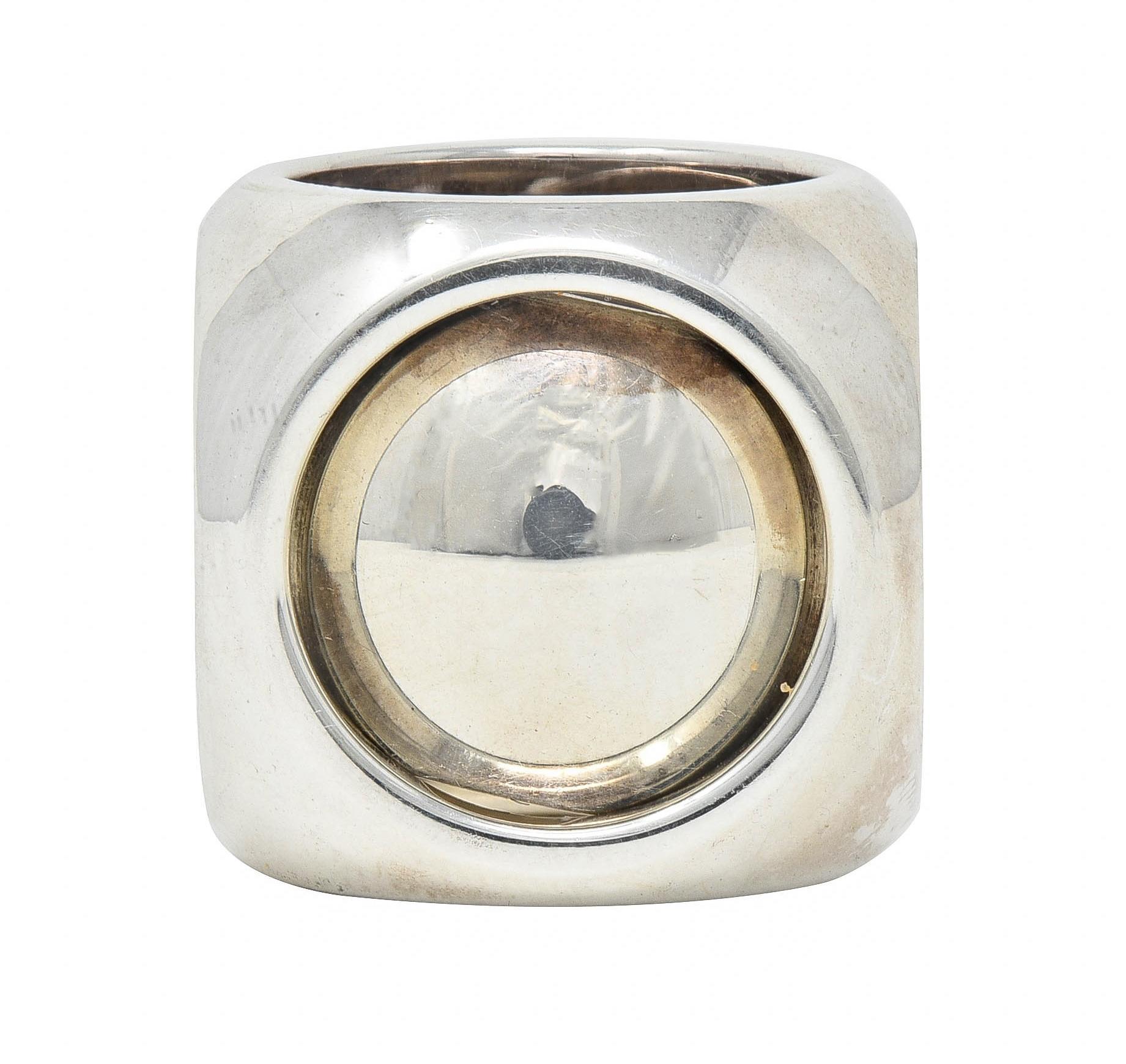 Women's or Men's Hermés Paris Modernist Sterling Silver Spinning Cube Vintage Ring For Sale