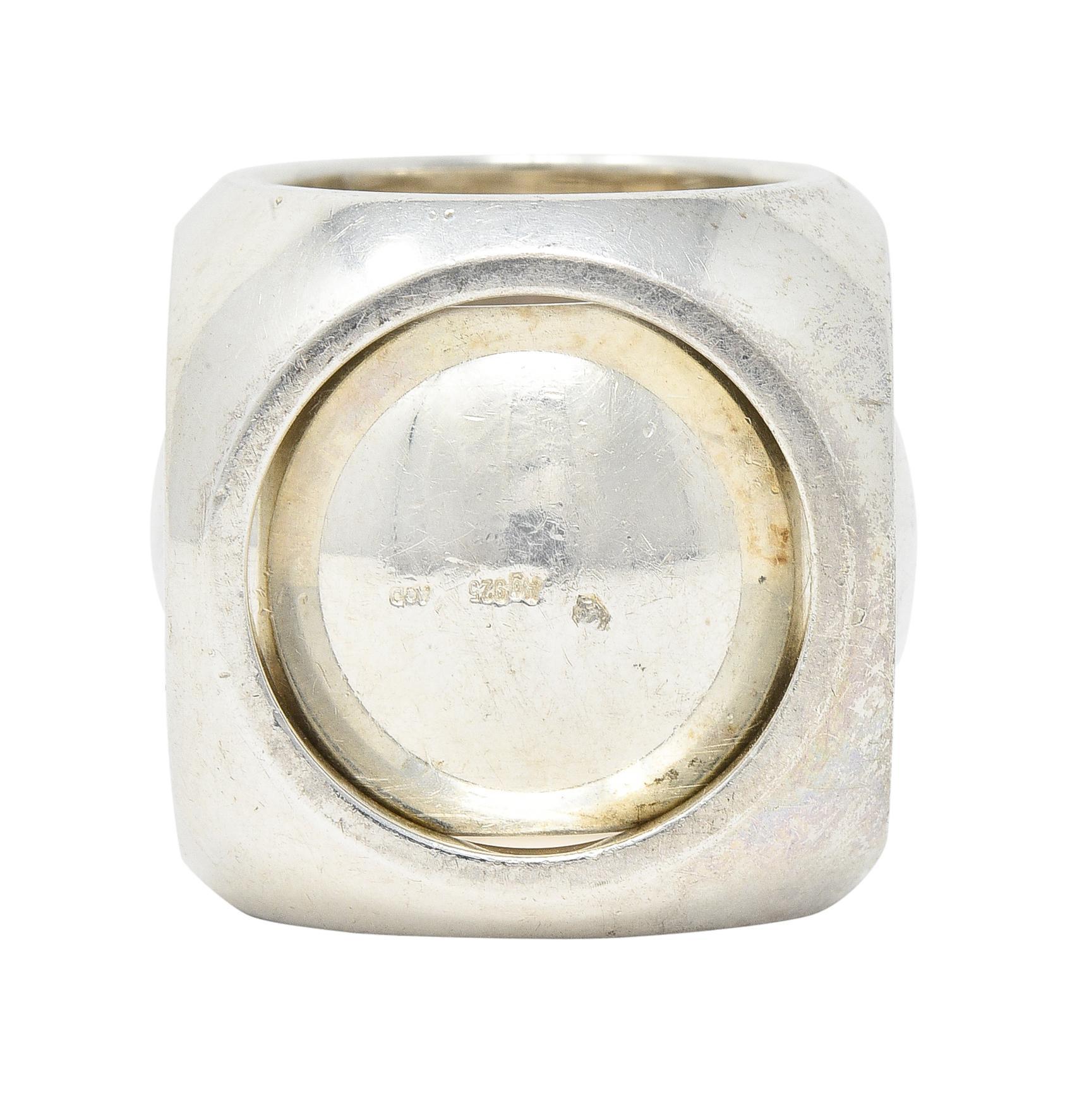 Hermés Paris Modernist Sterling Silber Spinnerei Würfel Vintage Ring 1