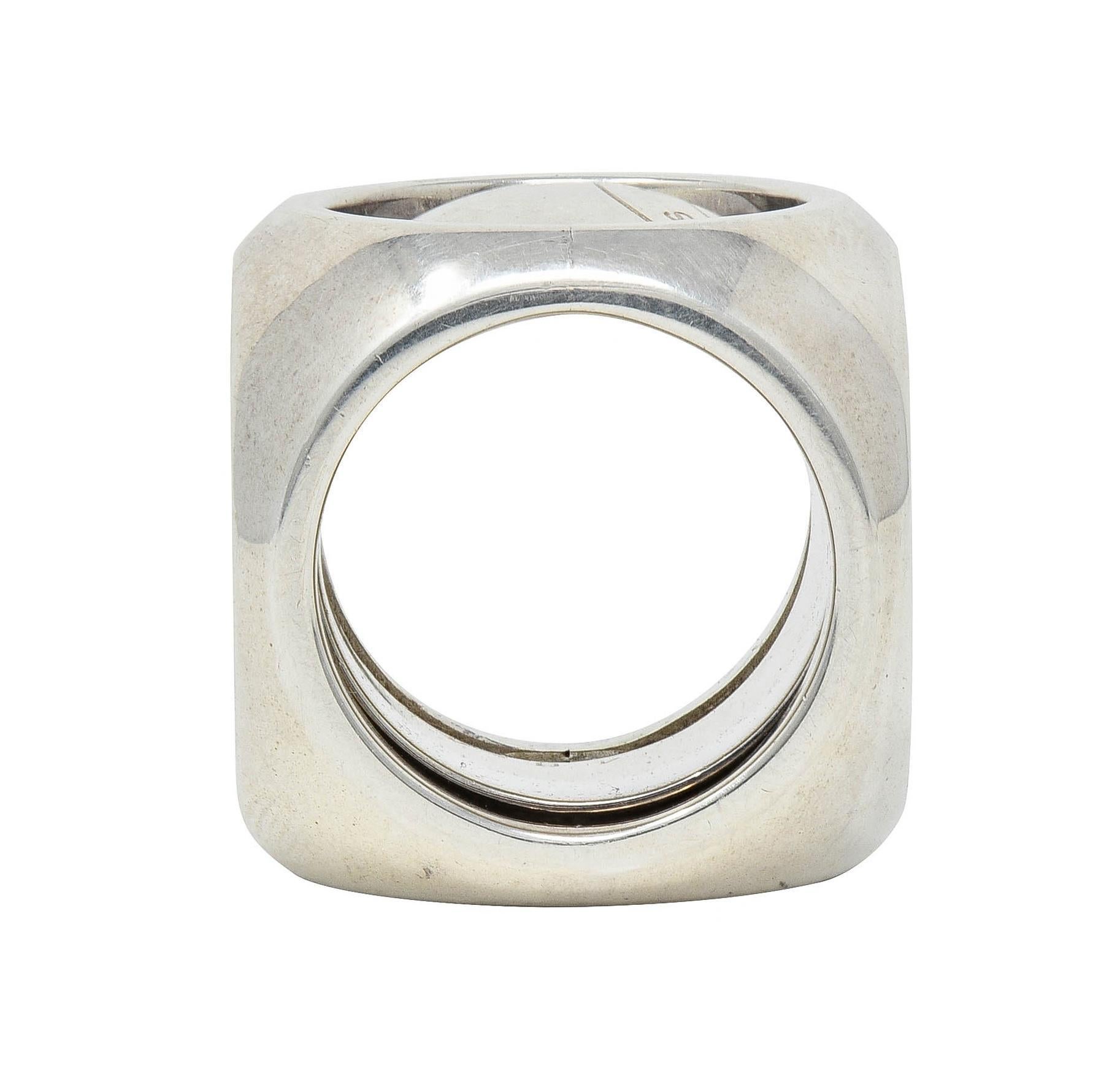 Hermés Paris Modernist Sterling Silver Spinning Cube Vintage Ring For Sale 1