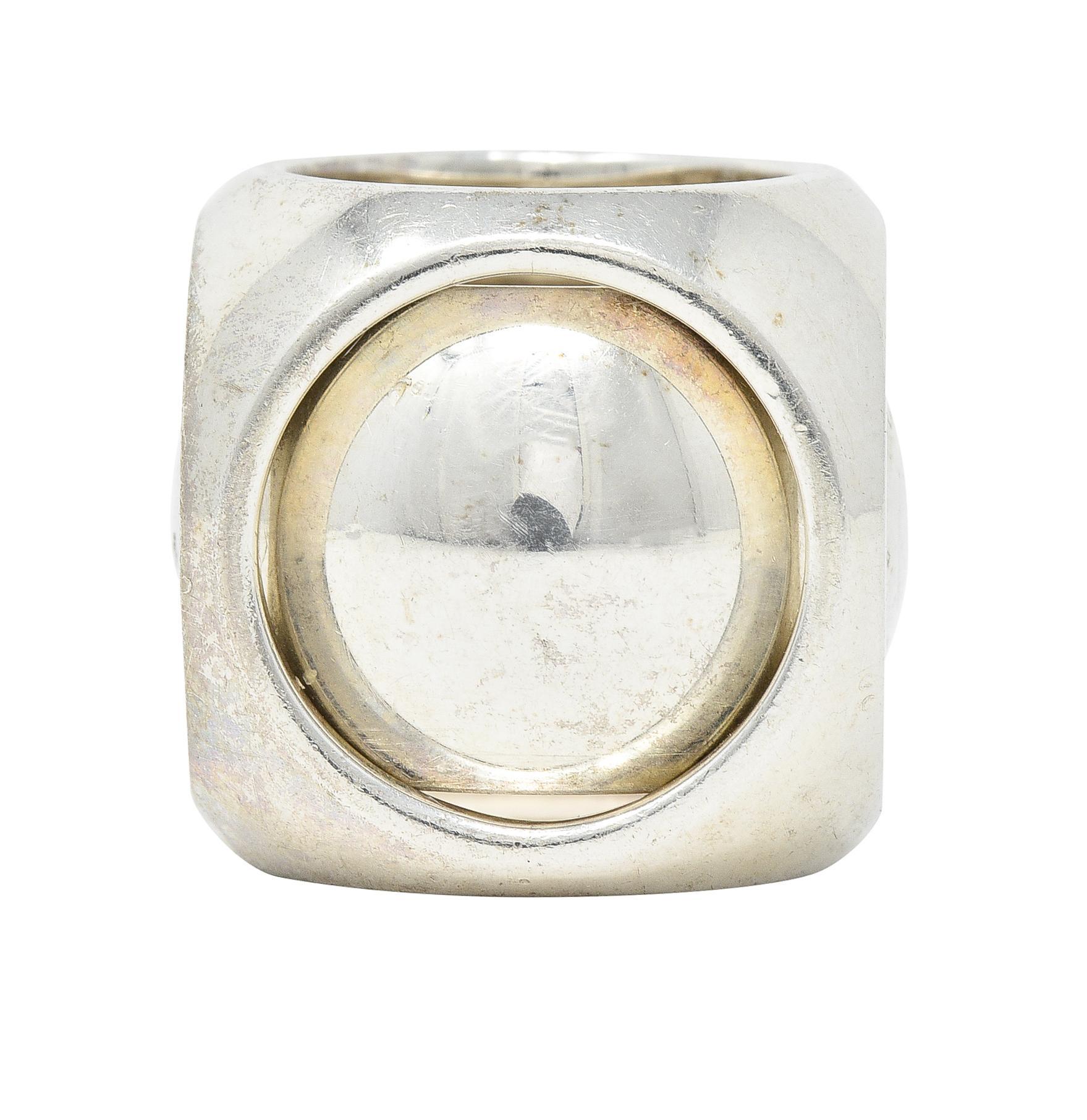 Hermés Paris Modernist Sterling Silber Spinnerei Würfel Vintage Ring 2