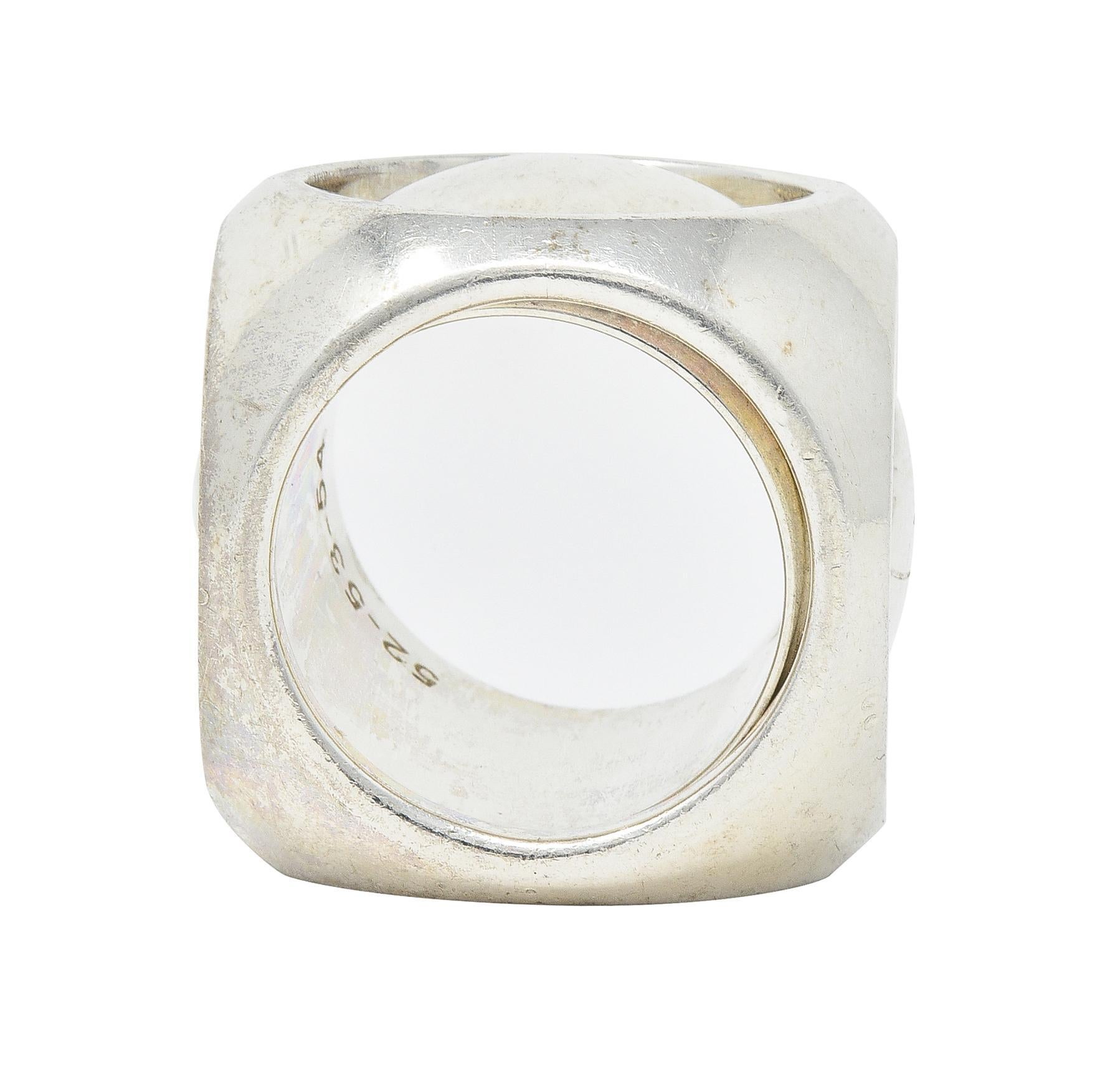 Hermés Paris Modernist Sterling Silber Spinnerei Würfel Vintage Ring 4